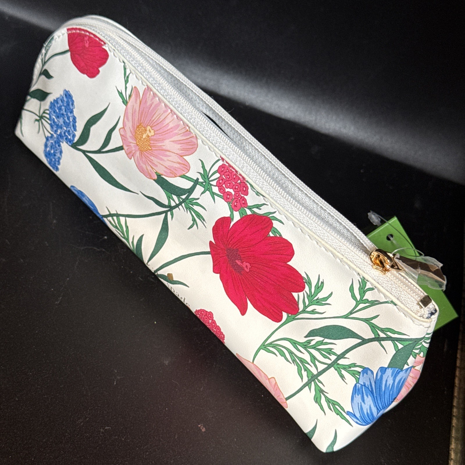 Kate Spade Pencil Pouch Cosmetic Case Travel Bag Faux Leather w Accessories