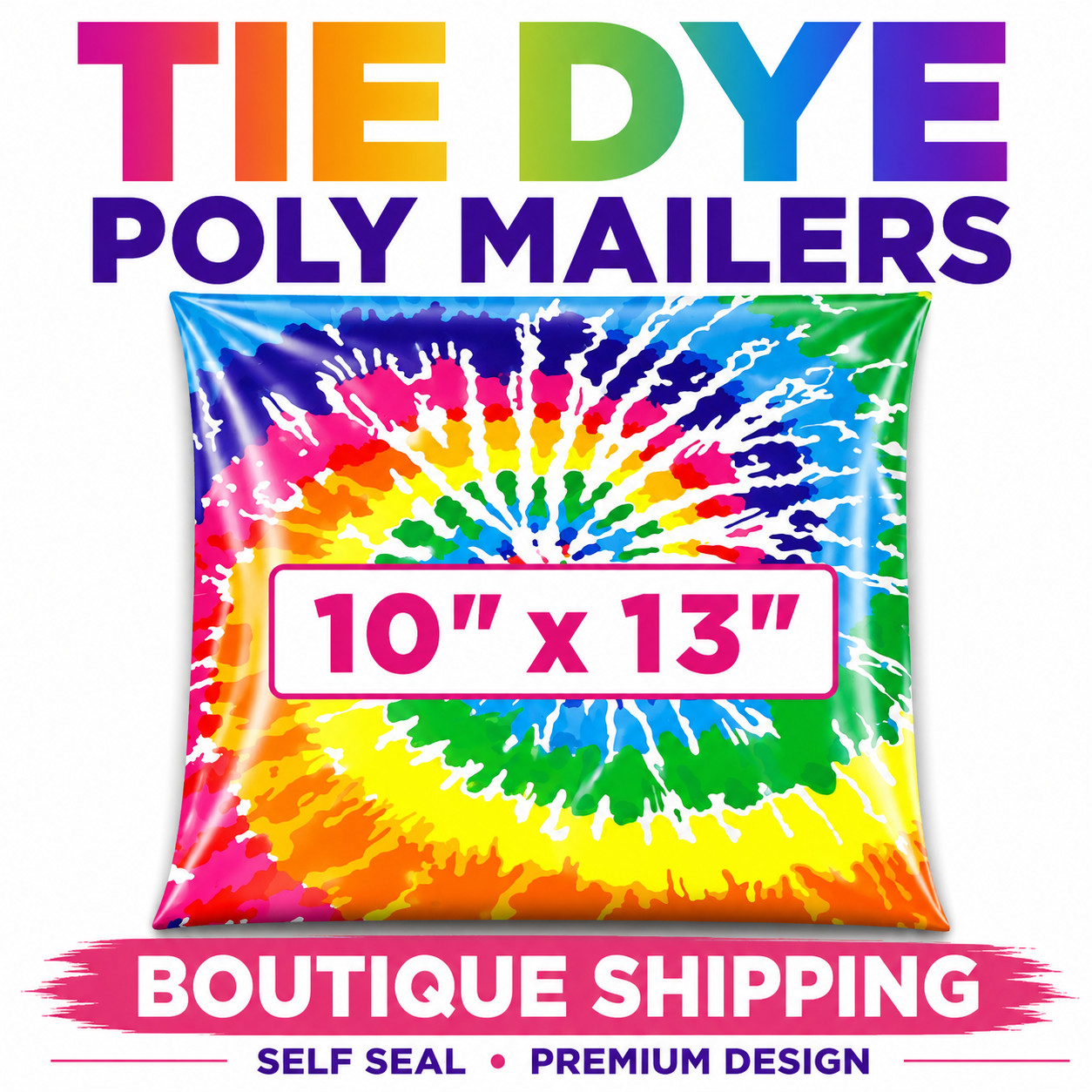 Tie Dye Poly Mailers 10×13 Designer Shipping Bags Self Seal Boutique