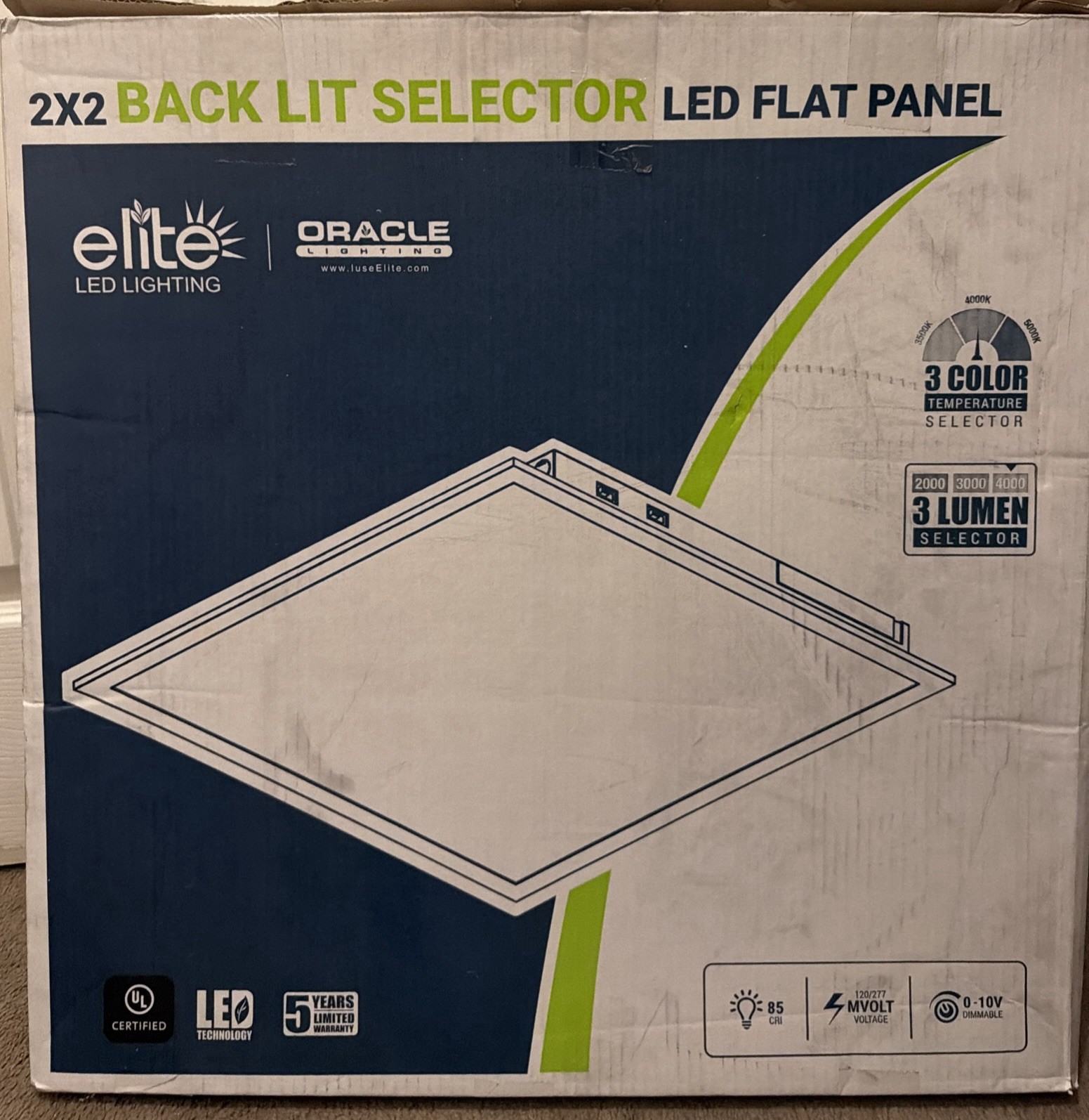2×2 LED Flat Panel Light 2000-4000 Lumens Dim10 MVOLT 3500k 4000K 5000K | Elite