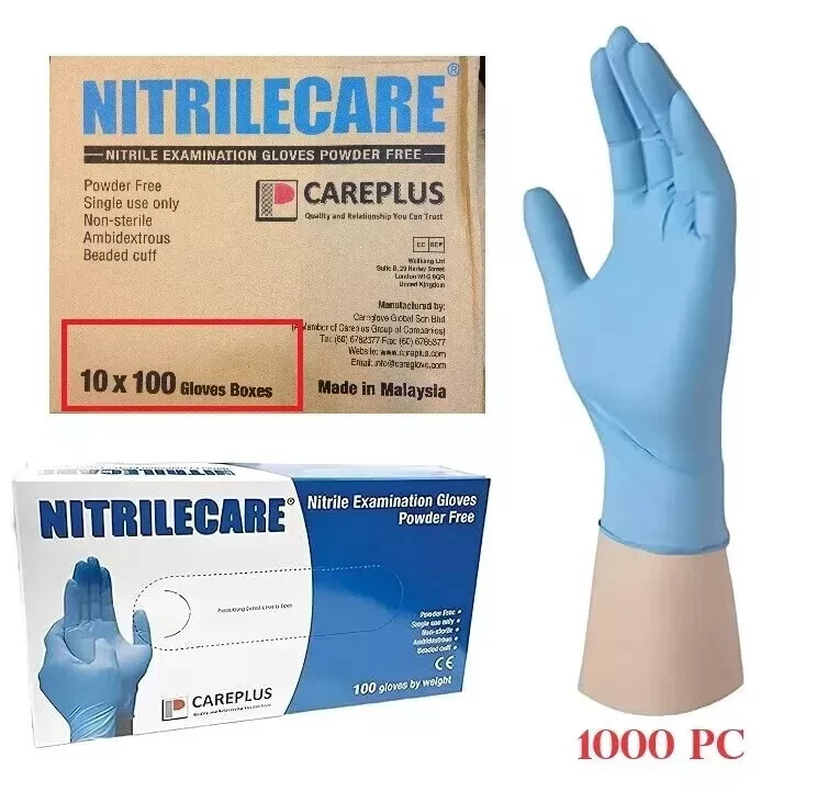 NITRILECARE SIZE L 20 PK CASE BLUE NITRILE GLOVES DISPOSABLE 1000PC TOTAL