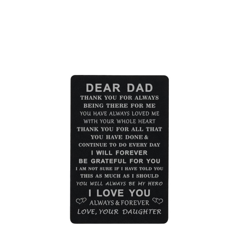 Engraved ‘Forever Love Thank You’ Note Dad Wallet Insert Card Gift from Daughter