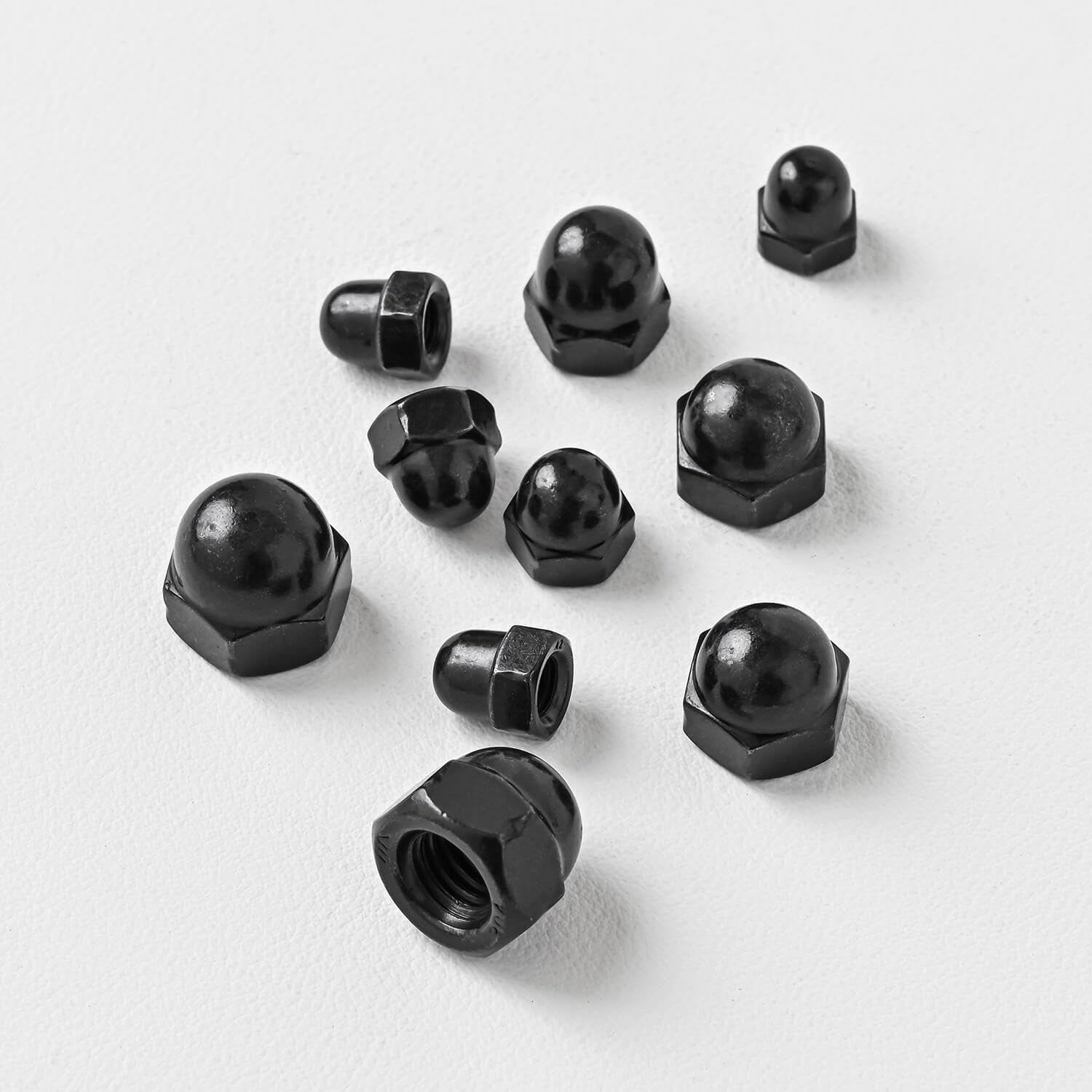M6 50 Pack Hex Head Acorn Cap Nuts, Black Oxide 304 Stainless Steel 18-8 Hexa…
