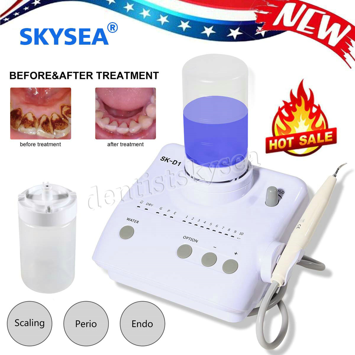 Dental Ultrasonic Scaler Machine 2 Bottles Handpiece Tips Fit DTE Satelec SK-D1