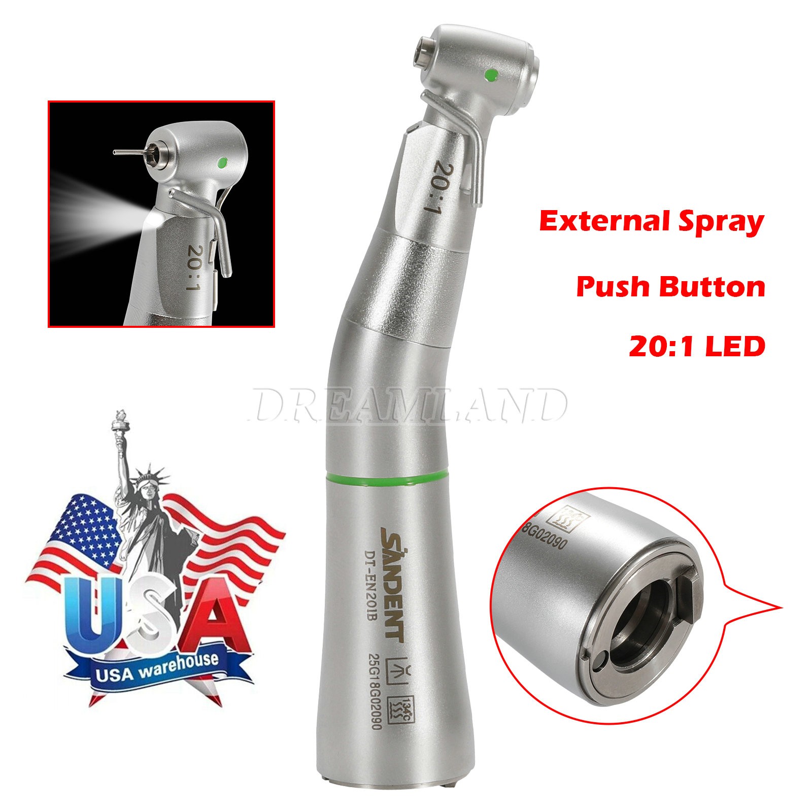 Dental Implant Handpiece 20:1 LED Contra Angle Fit Surgical Implant Motor
