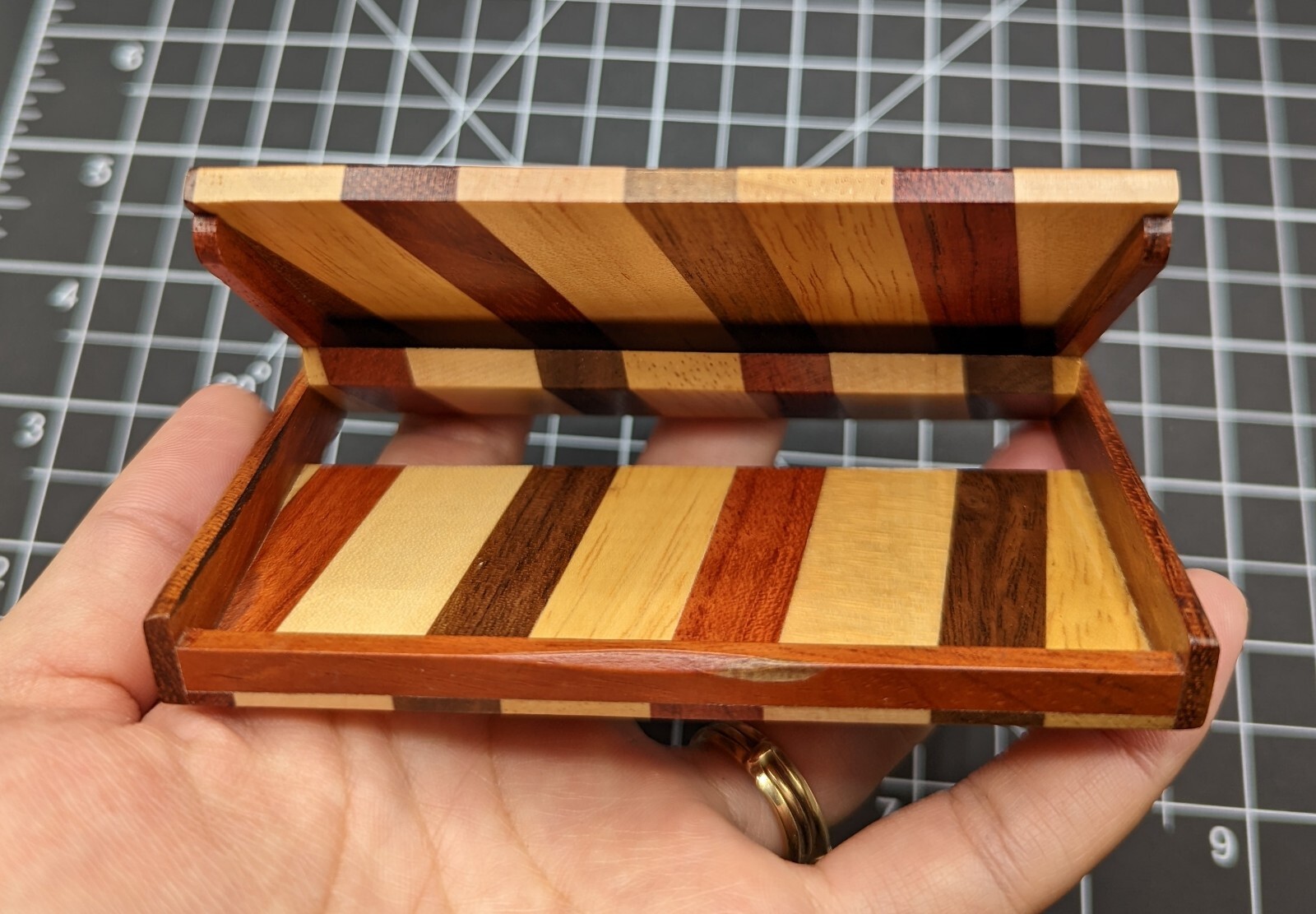 Aloha Hawaii Palm Tree Mixed Tri Color Multicolor Wood Business Card Holder