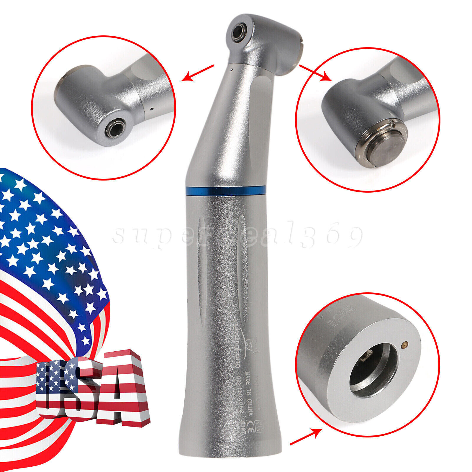 Dental 1:1 LED / No-LED Contra Angle Low Speed Handpiece Push 1:1 Fit NSK ns