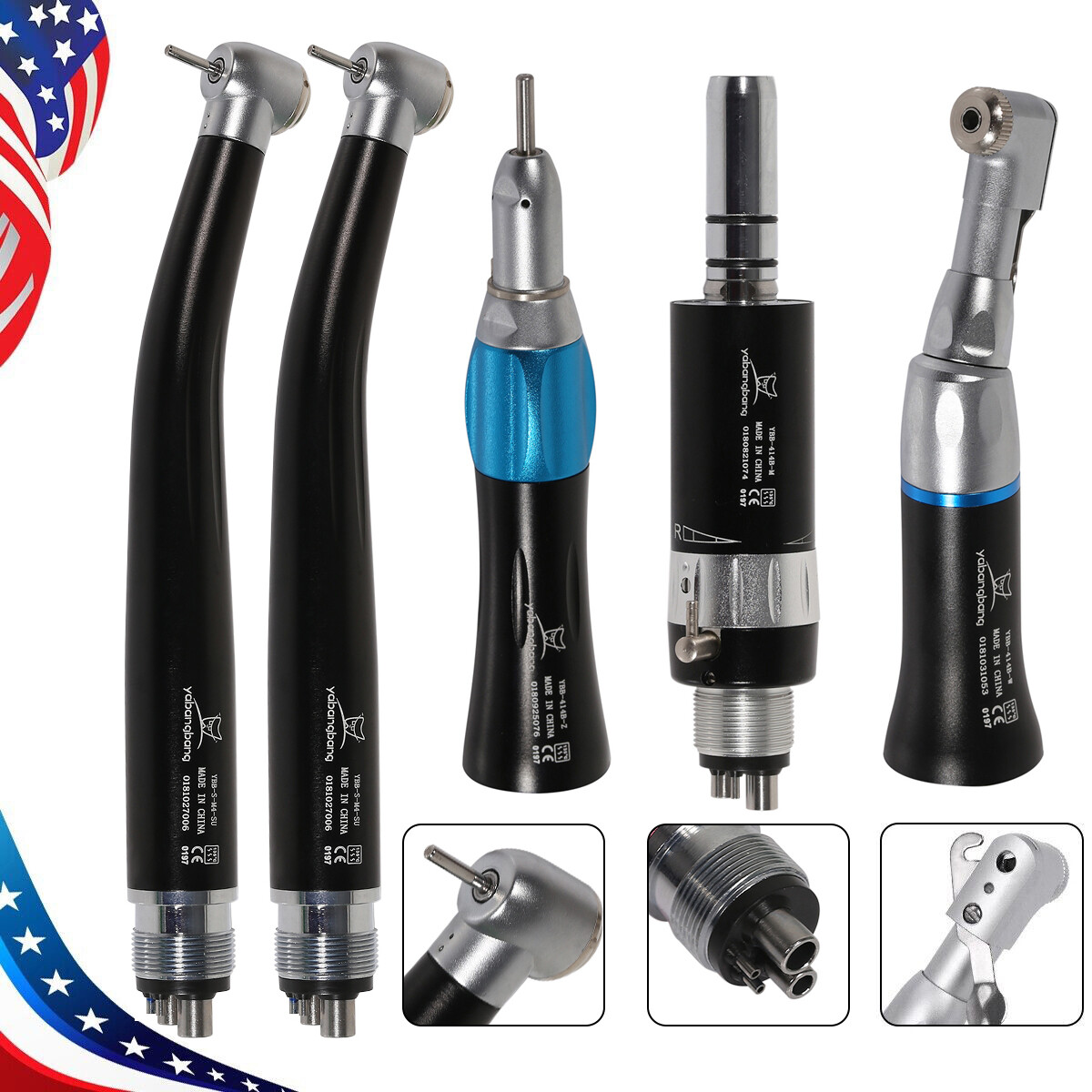 Dental High/Low Speed Turbine Handpiece 2HOLE/4HOLE Black Fit NSK Pana Max ty
