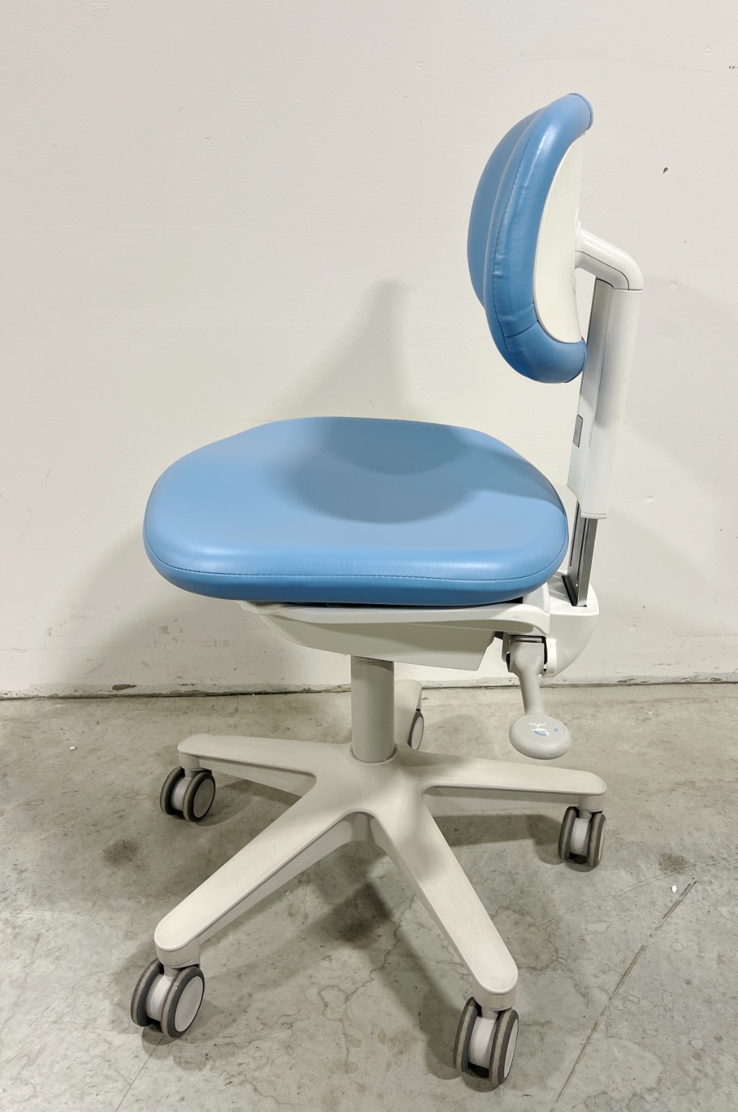 Adec 521 Doctors Stool S/n A12199. NEW Ultra Leather Upholstery Lt Blue
