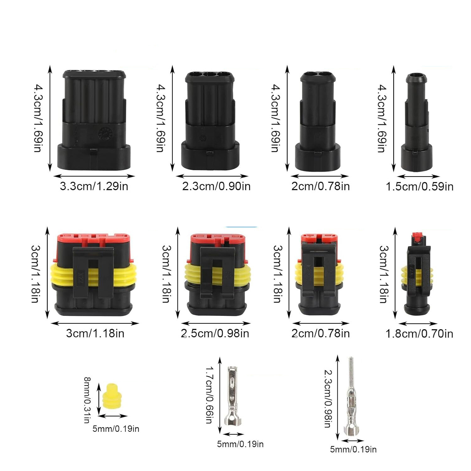 Car 1 2 3 4 5 6 Pin Superseal Waterproof Electrical Terminal Wire Connector Plug