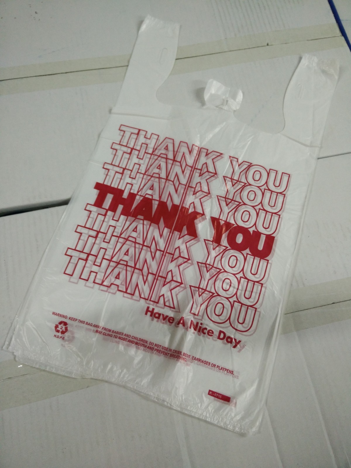 500 PCs 1/6 T-Shirt Bag Thank You Plastic Retail Carry Out Bags 11.5″x6″x21″