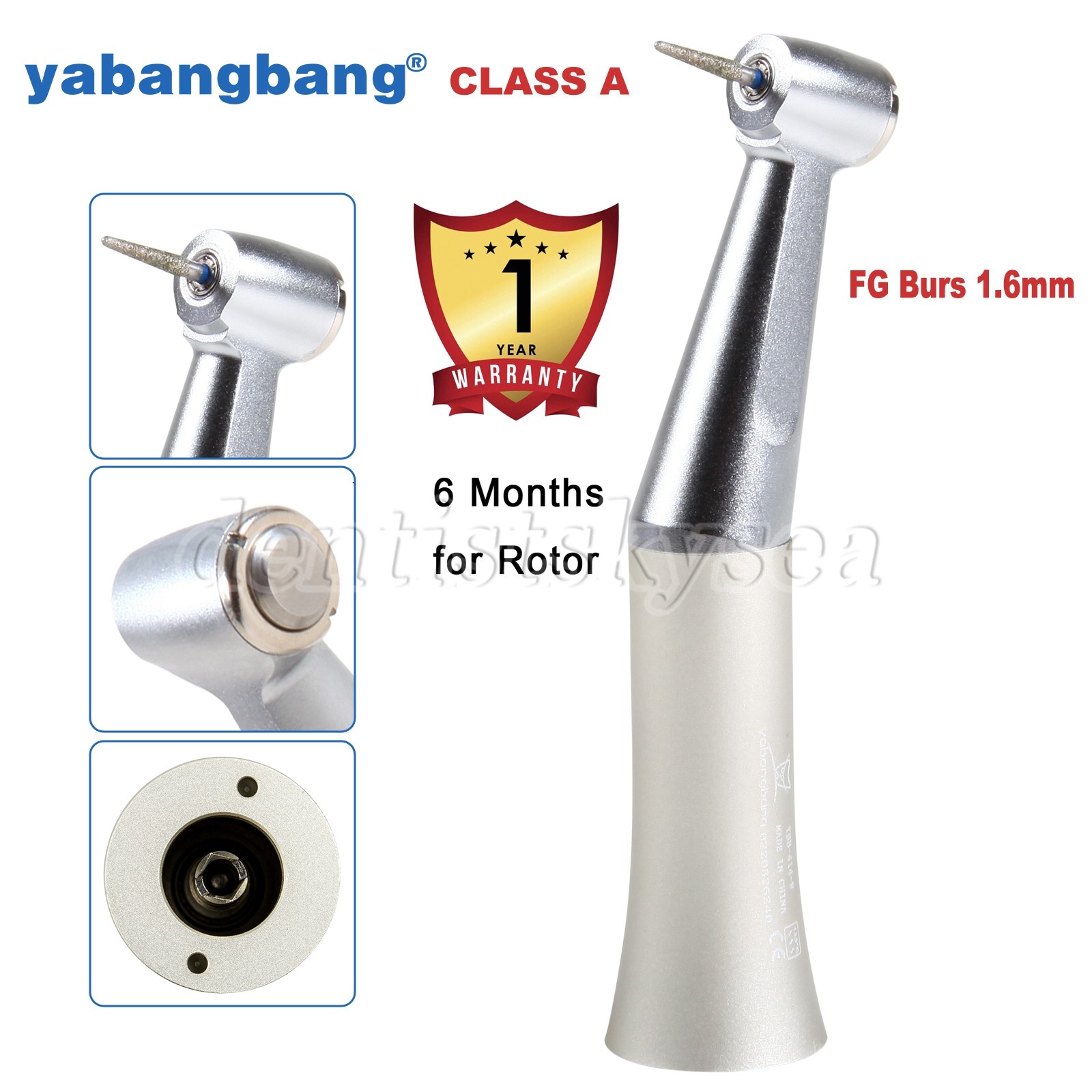 Dental Low Speed Handpiece Push Button Fit FG 1.6mm Burs Contra Angle
