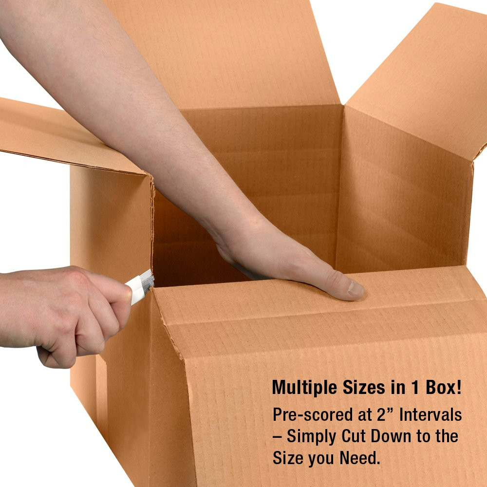 TLMD181812 Multi-Depth Corrugated Boxes, 18″ X 18″ X 12″, Kraft (Pack of 20)