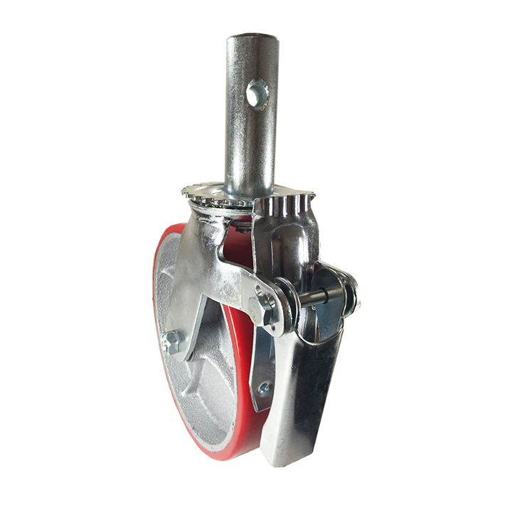 4 pcs Scaffold Caster 8″ x 2″ Red Wheels w/ Locking Brakes 1-1/4″ Stem with Pin