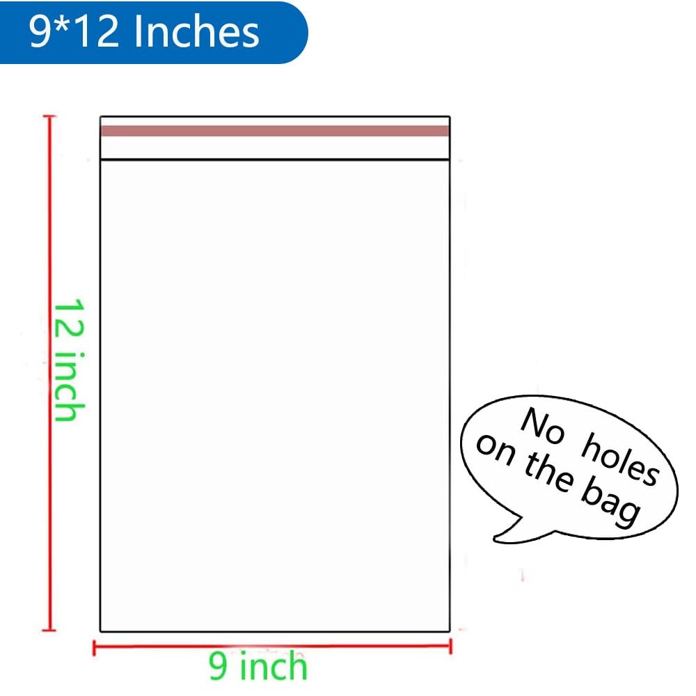 Clear Cello Bags 9×12 Inch SelfSealing Resealable for Clothing Packaging 100pcs