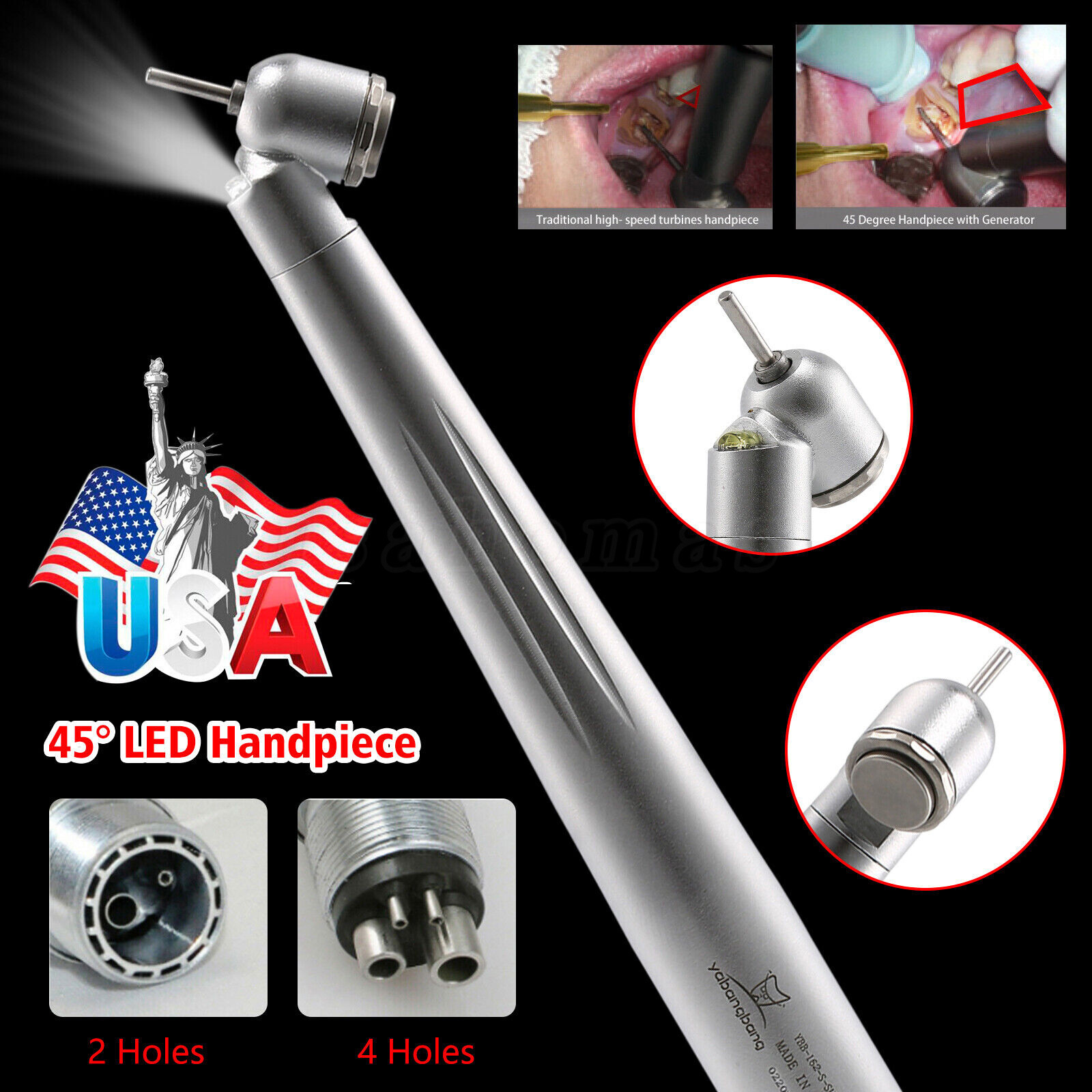 NSK Style Turbina Dental Handpiece High Speed PANA-MAX Turbine 45° LED 4/2Hole