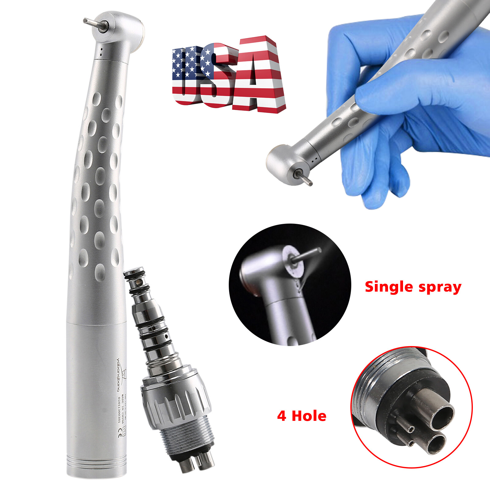 USA Dental High Speed Turbine Handpiece Standard w/ 4 Hole Quick Coupling GB4
