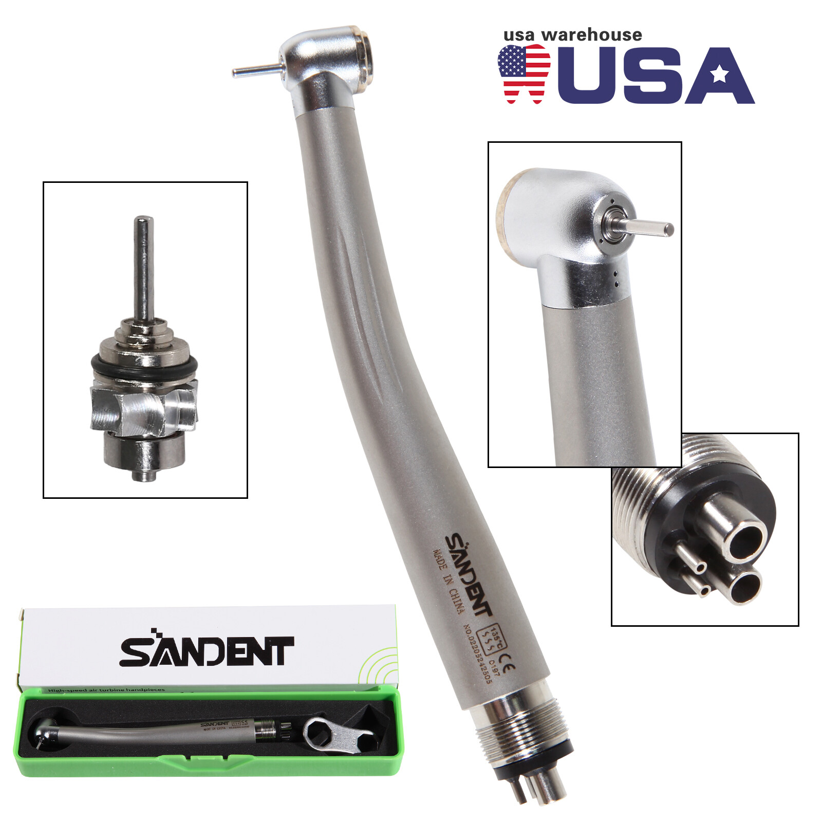 10* SANDENT Dental High Speed Handpiece push button spray 4Hole Midwest fit NSK