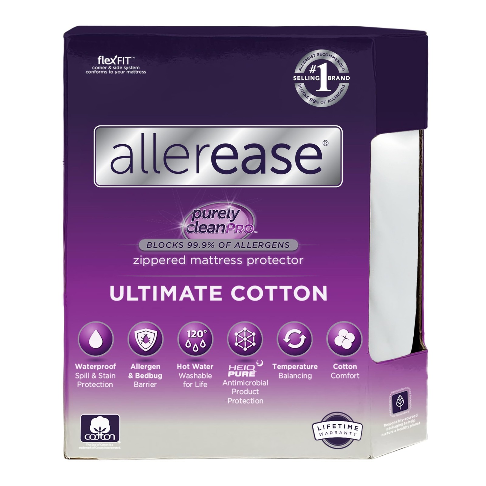AllerEase Ultimate Cotton Top Allergy Protection and Comfort Zippered Mattres…