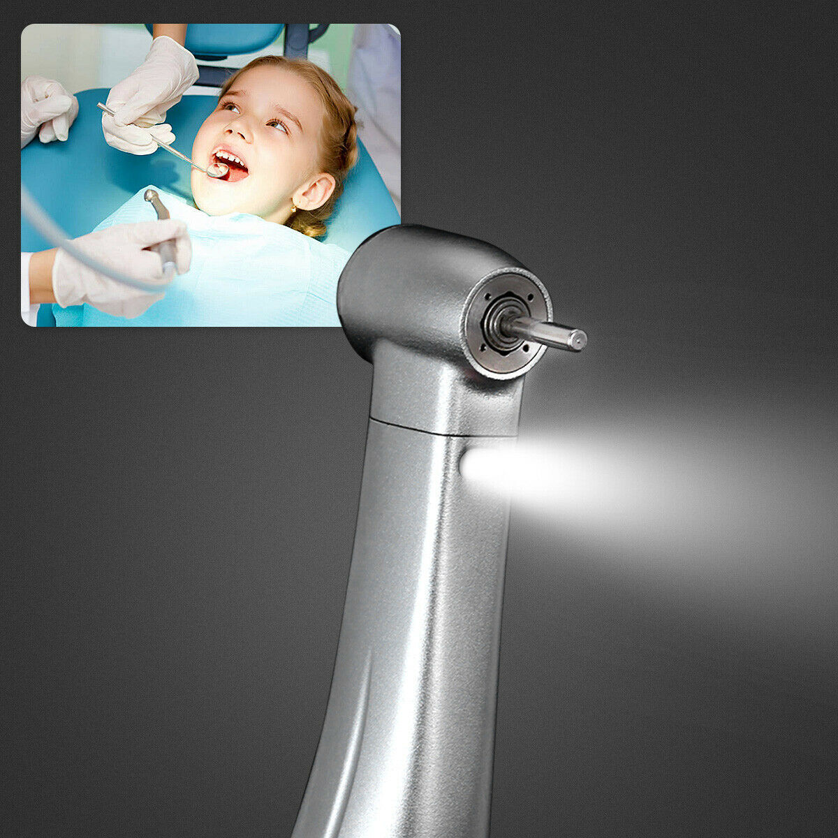 Dental 1:5 LED Fiber Optic Increase Contra Angle Handpiece 4 Way Spray USA