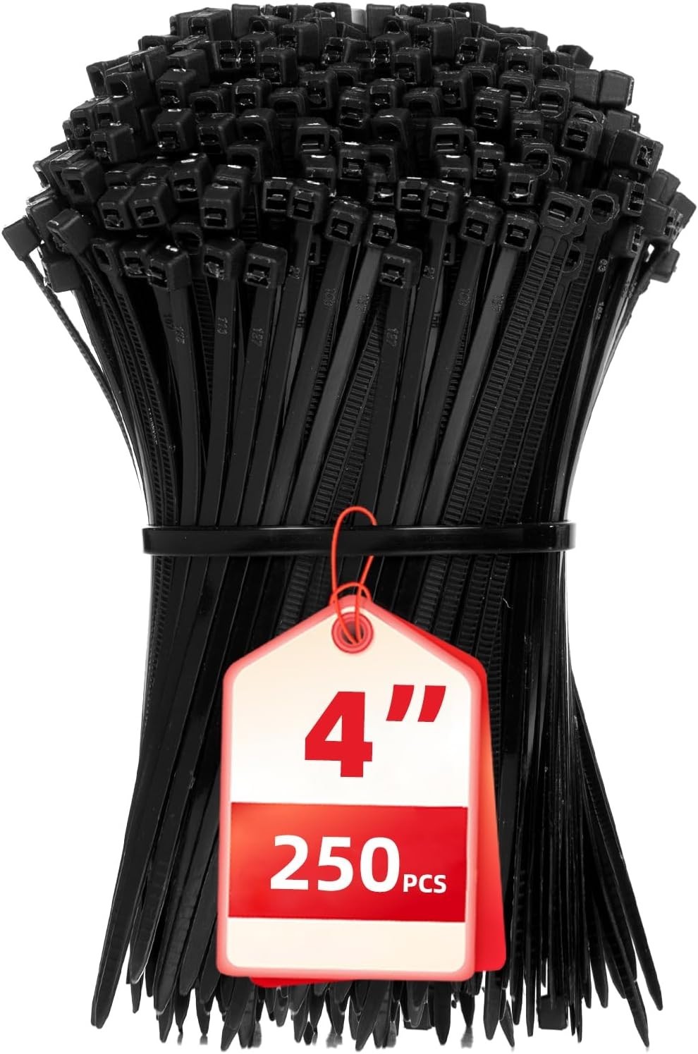 Multi-Purpose Zip Ties 250 Strong 4 Inch Black Nylon Secure Cable Management