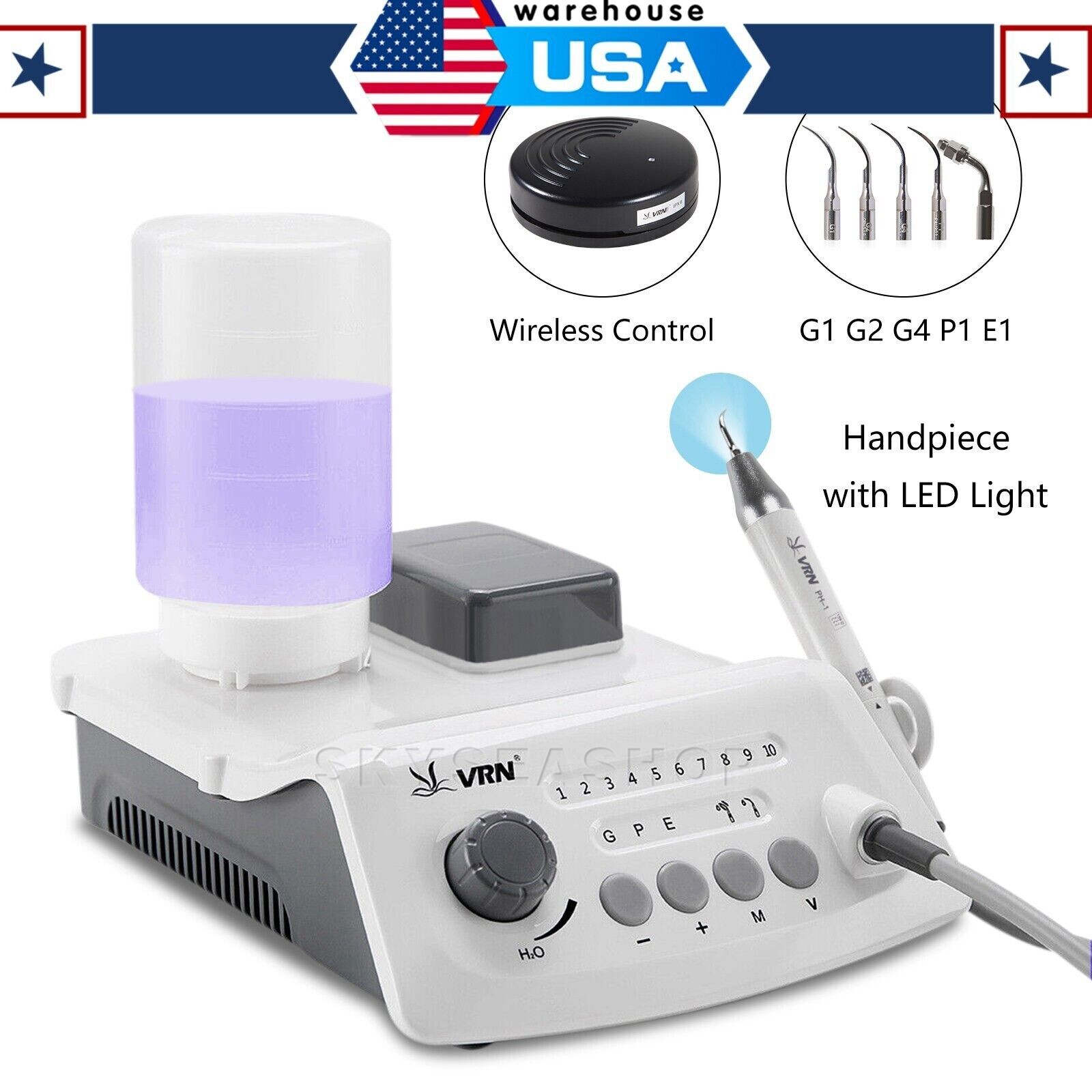VRN Dental Ultrasonic Piezo Scaler With LED Light Handpiece Auto Water Supply
