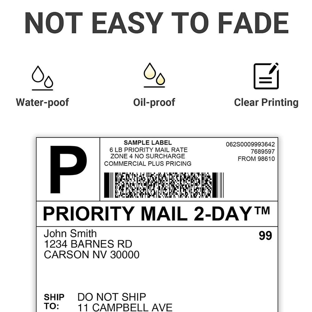 100 4″x6″ Fanfold Direct Thermal Shipping Barcode Labels for Zebra&Rollo Printer