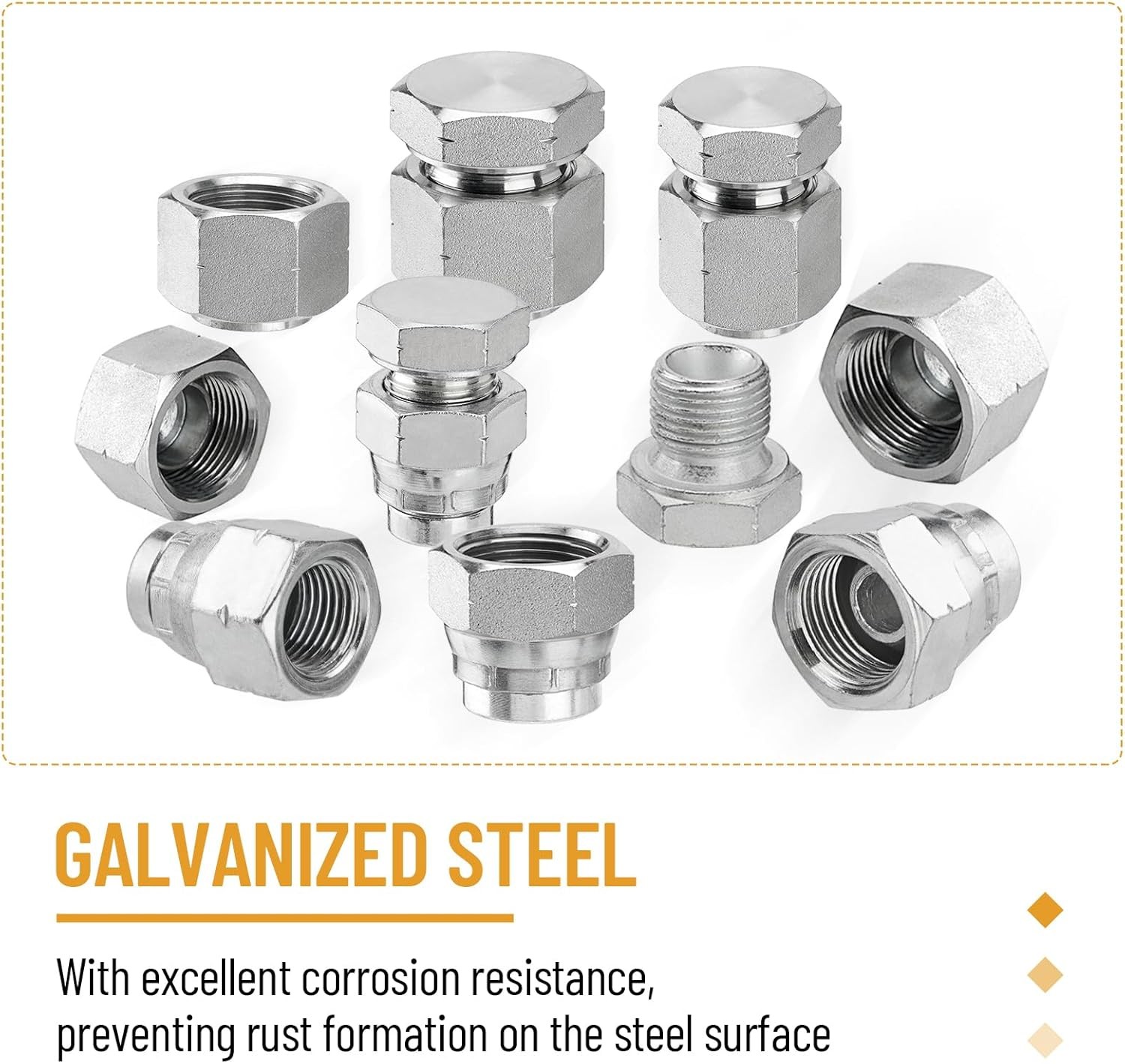 56 PCS BSPP Hydraulic Cap and Plug Kit with Precision Threading Galvanized Steel