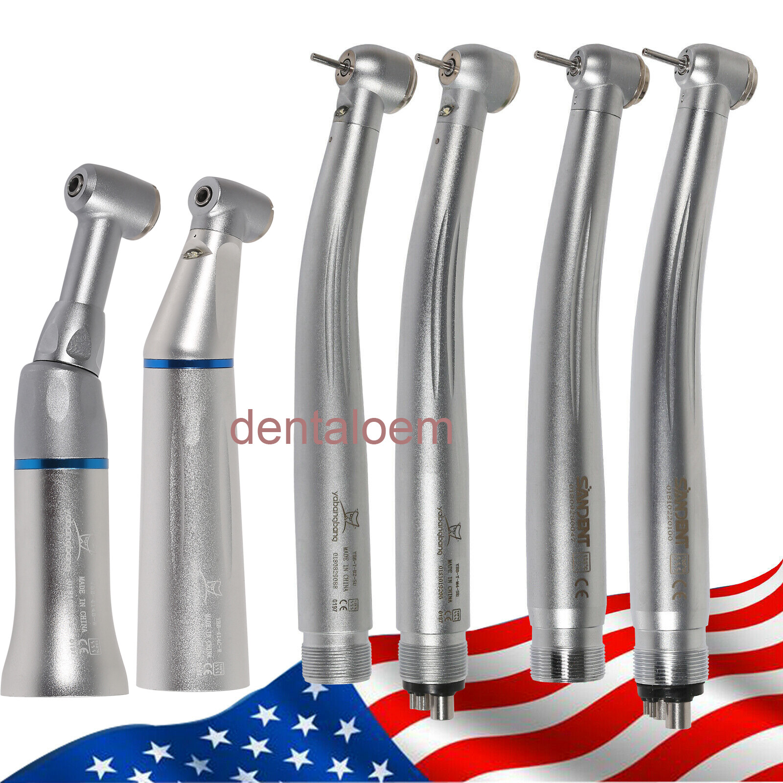 NSK Style Dental High/Low Speed/LED E-generator Handpiece Contra angle Push USPS