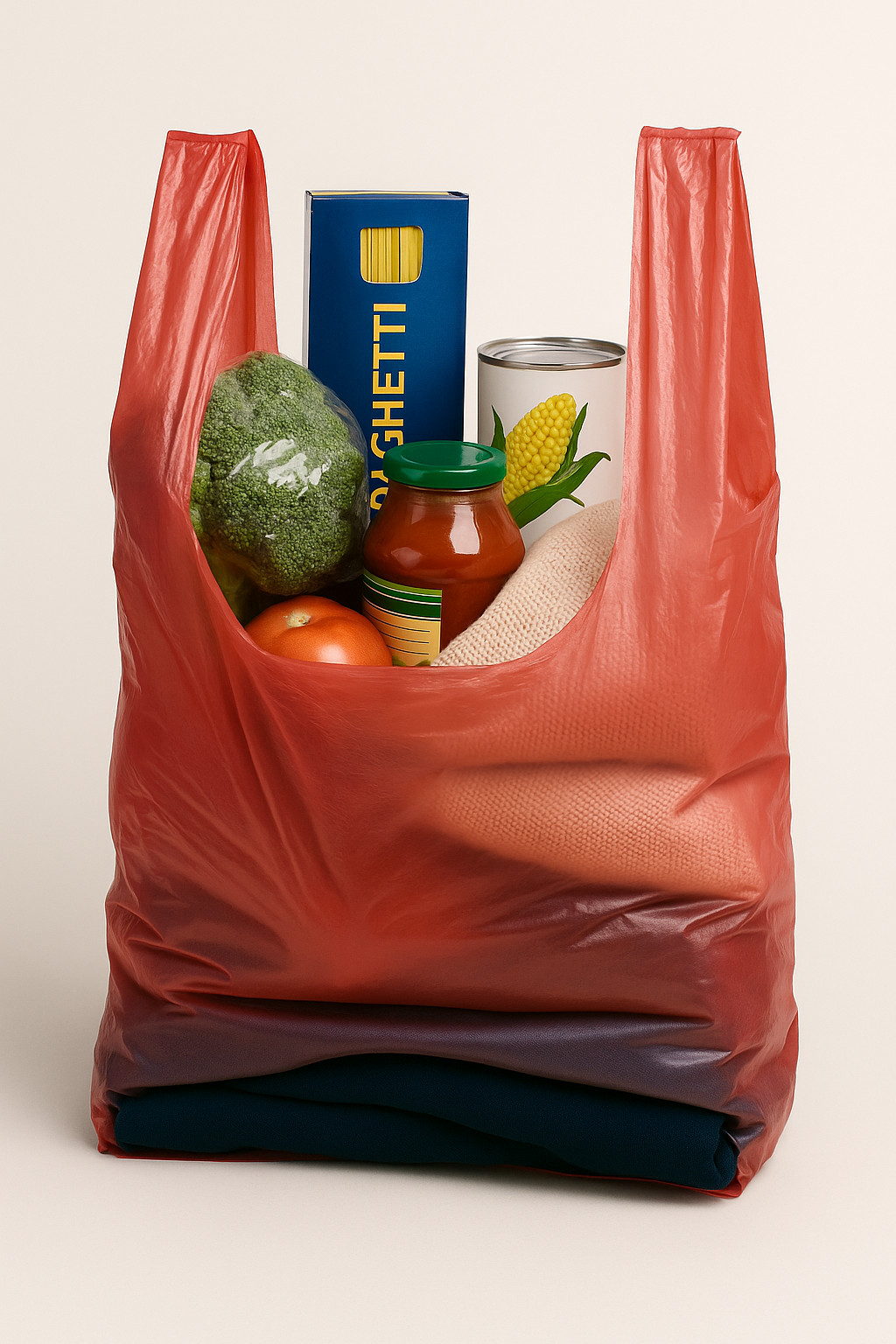 1/6 Large Red T-Shirt Bags 0.51 Mil 21×11.5×6.5 Plastic Grocery Retail Bulk
