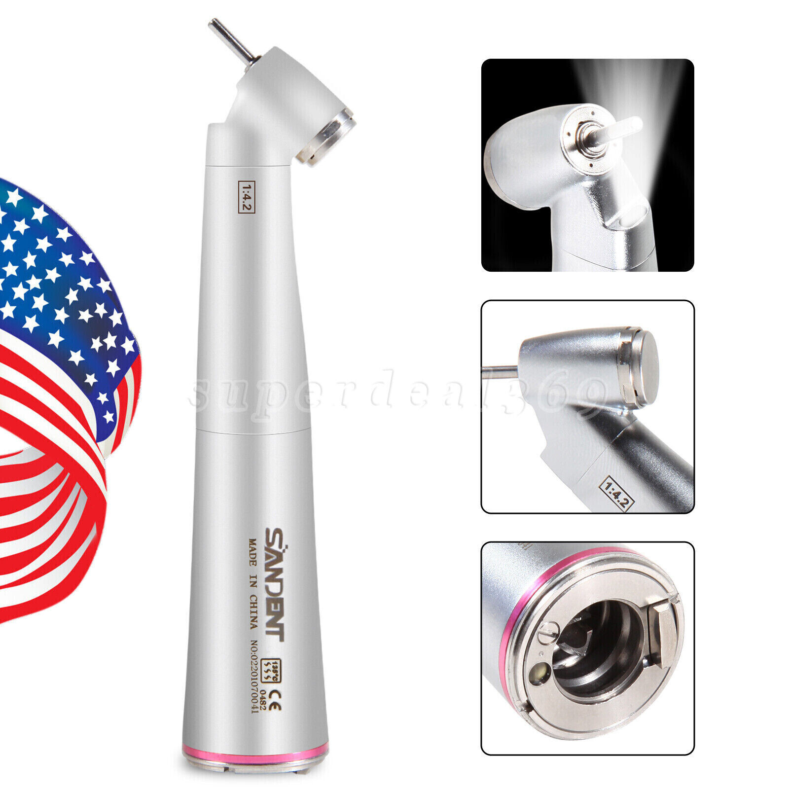 NSK Style Dental Surgical High/Low Speed LED Optic Contra Angle Handpiece 45° po