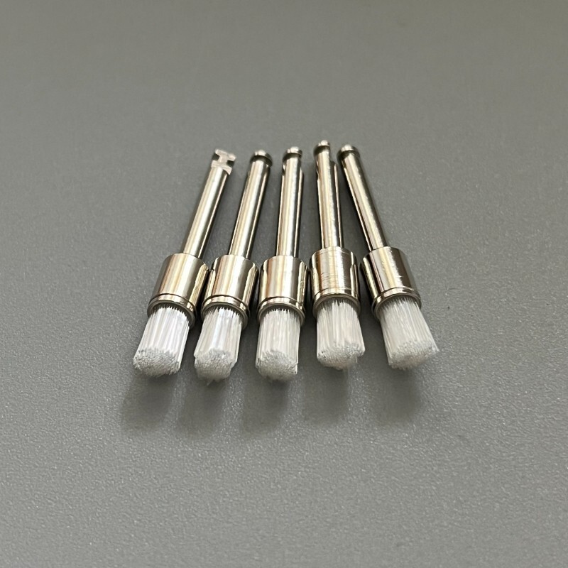 100 Pcs Dental Disposable White Nylon Polishing Flat Latch Polisher Prophy Brush