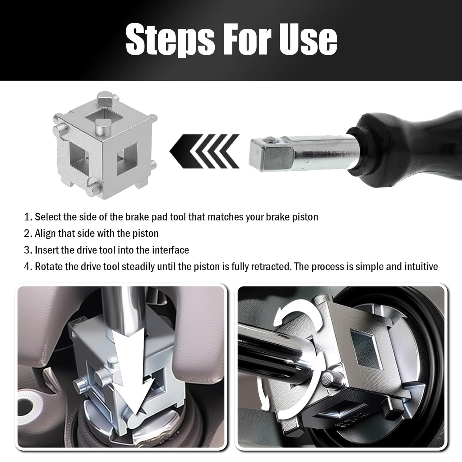 3/8″ Drive Brake Caliper Compression Tool 6-Face Car Rear Brake Caliper Tool Kit