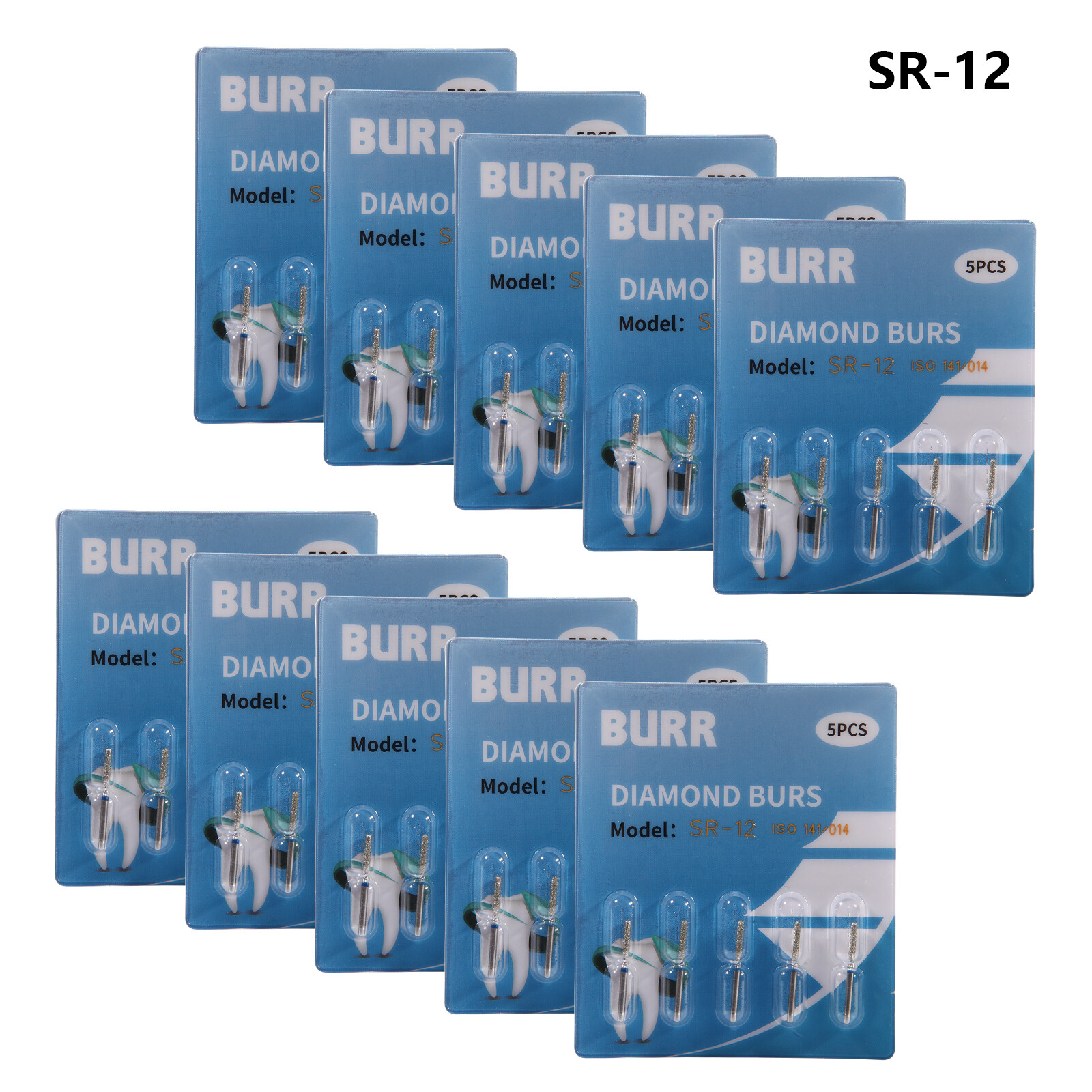 50pcs Dent Diamond Burs SR-12 FG 1.60 mm For High Speed Handpiece