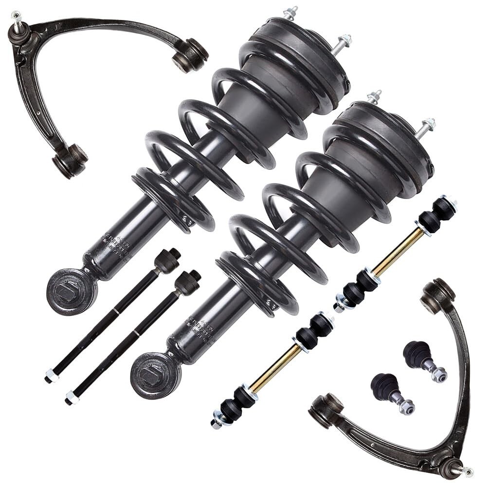 Front Susp Kit 10pc Struts Ctrl Arms Tie Rods Ball Jts 07-14 Cadillac Escalade