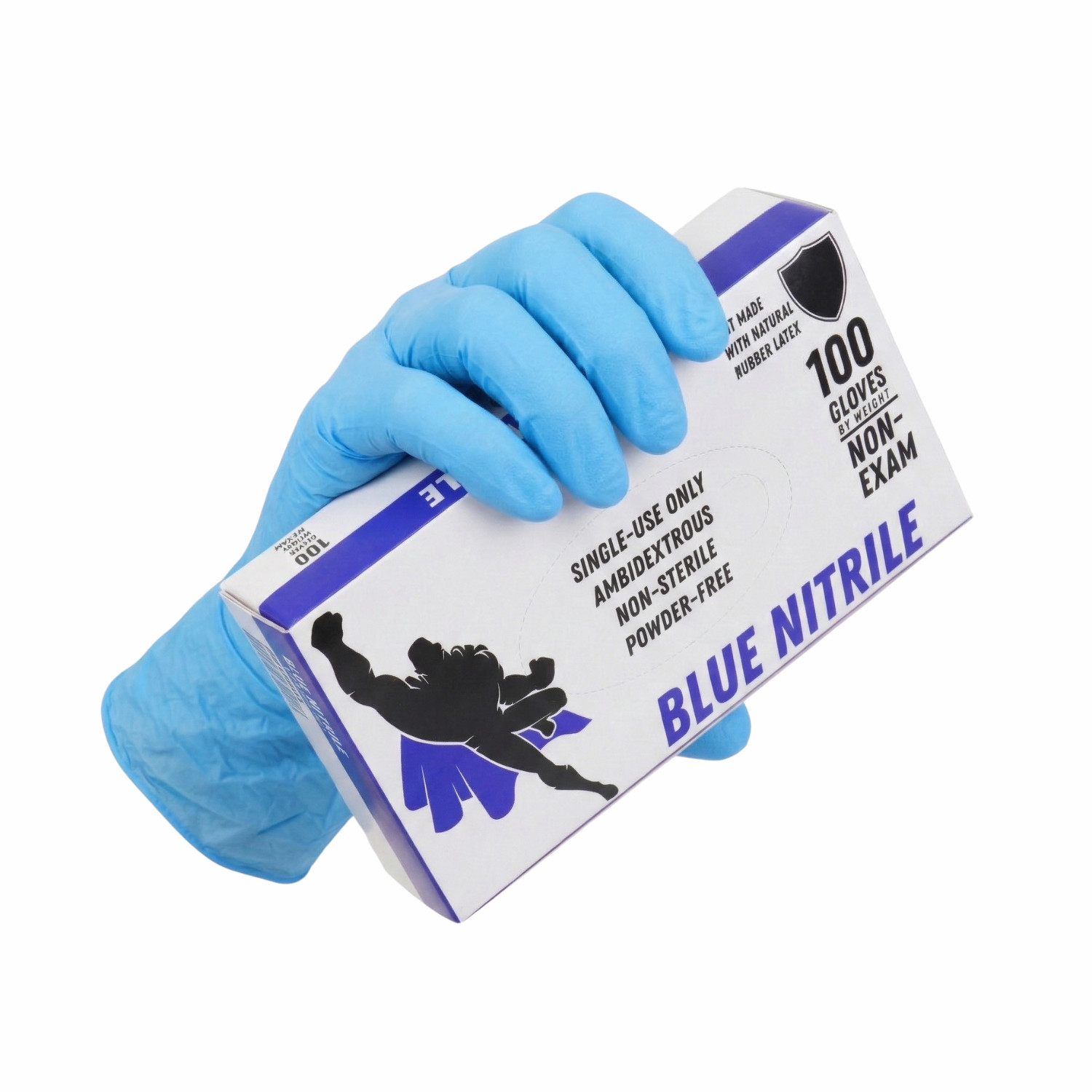 1000 Pcs, Blue Nitrile Powder-Free Disposable Gloves Large 3 MIL Finger-Textured