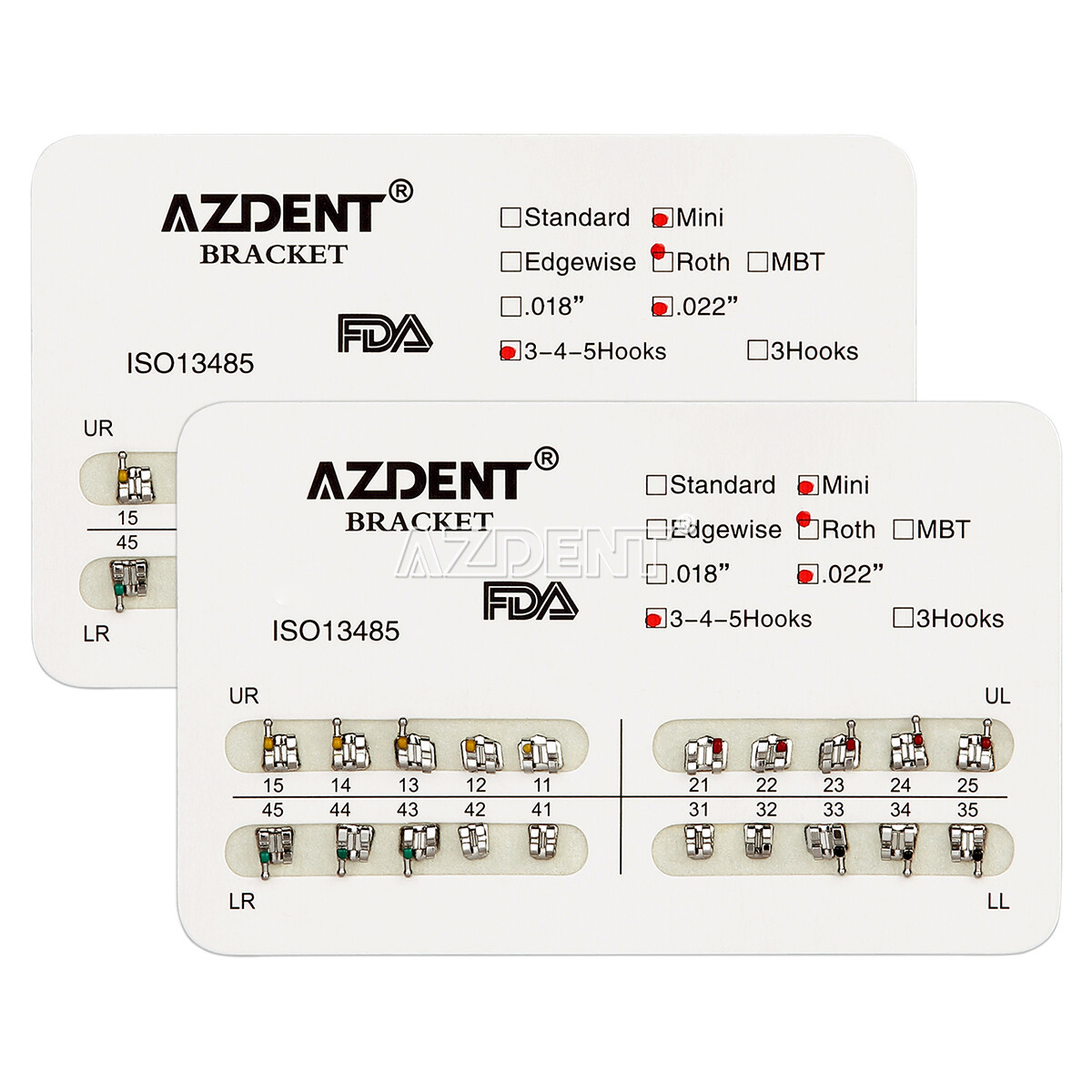 10 Packs Dental Orthodontic Bracket Braces Mini Roth .022 Hooks 3-4-5 AZDENT