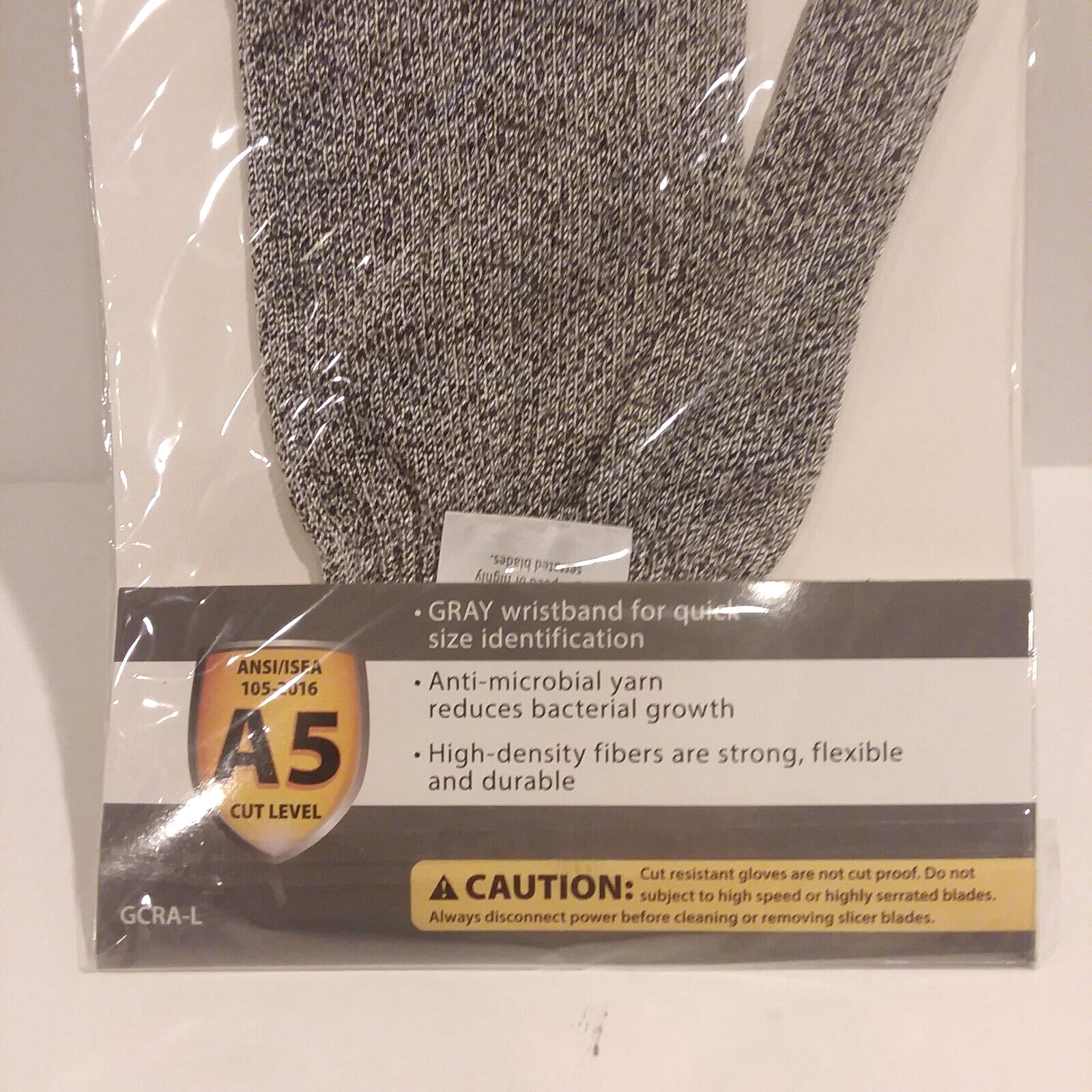 Winco Protective Cut Resistant Glove ANSI Level A5 Anti Microbial GCRA-L LARGE
