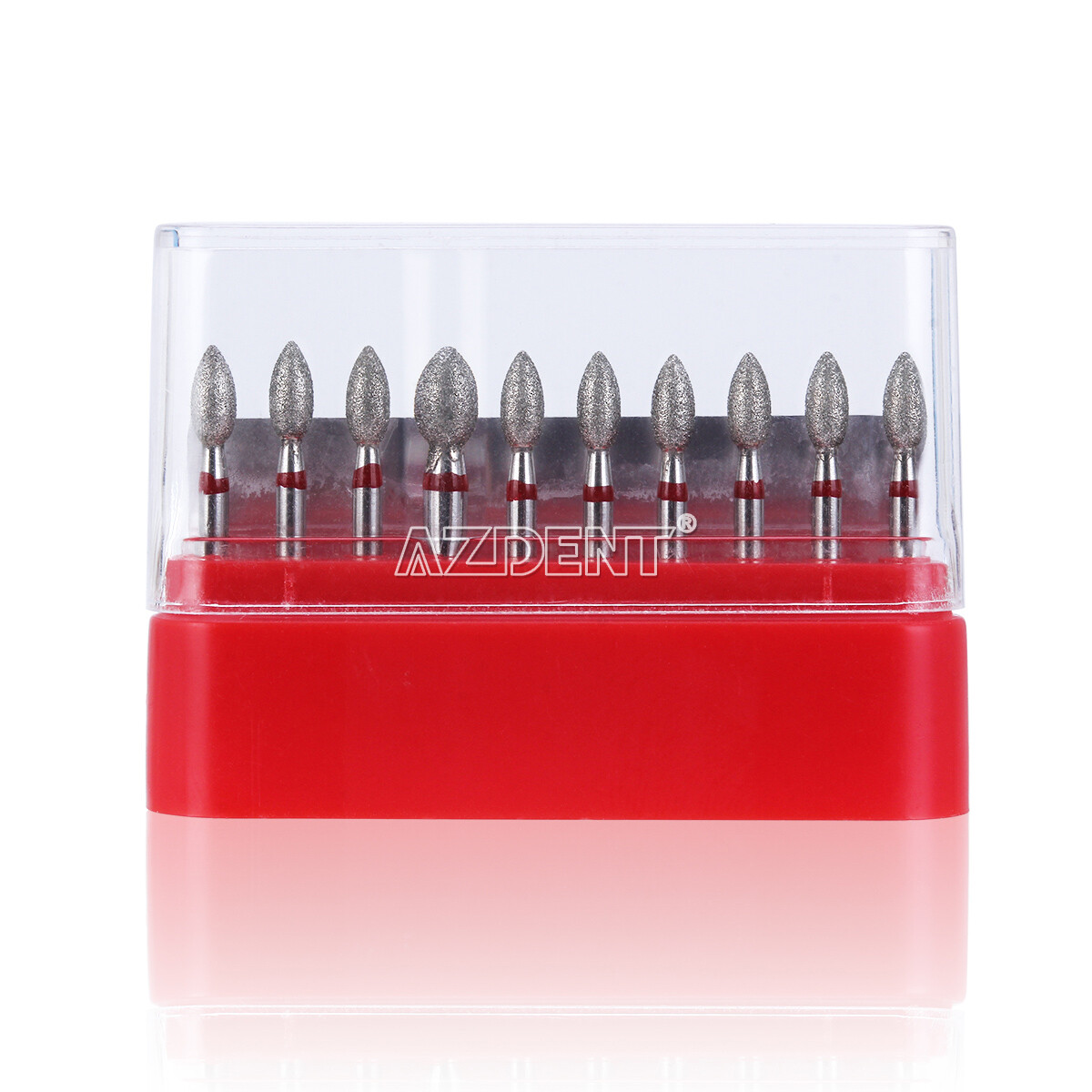 10 Kits AZDENT Dental FG Diamond Burs Finishing Egg Football #368-023F Fine Red