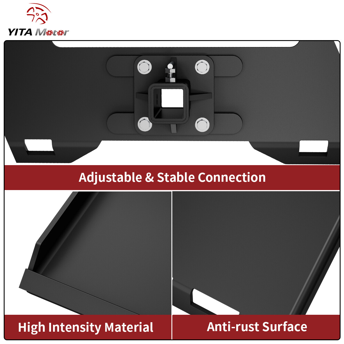3/8″ Mount Plate W/2″ Detachable Hitch Receiver Skid Steer Load Attachment Steel
