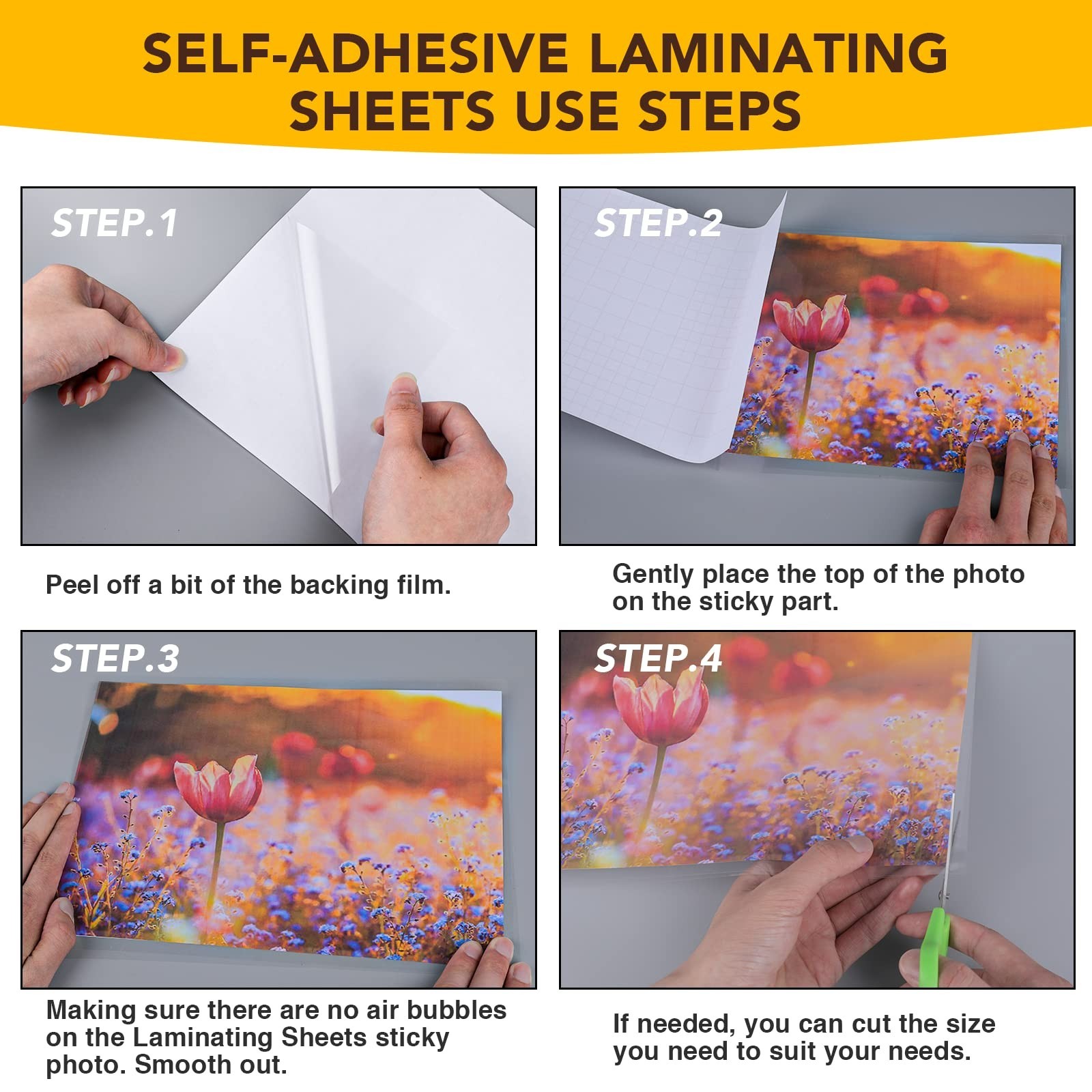 25 Pack Self Adhesive Laminating Sheets, 9 X 12 Inch, Clear Sticker Laminate She