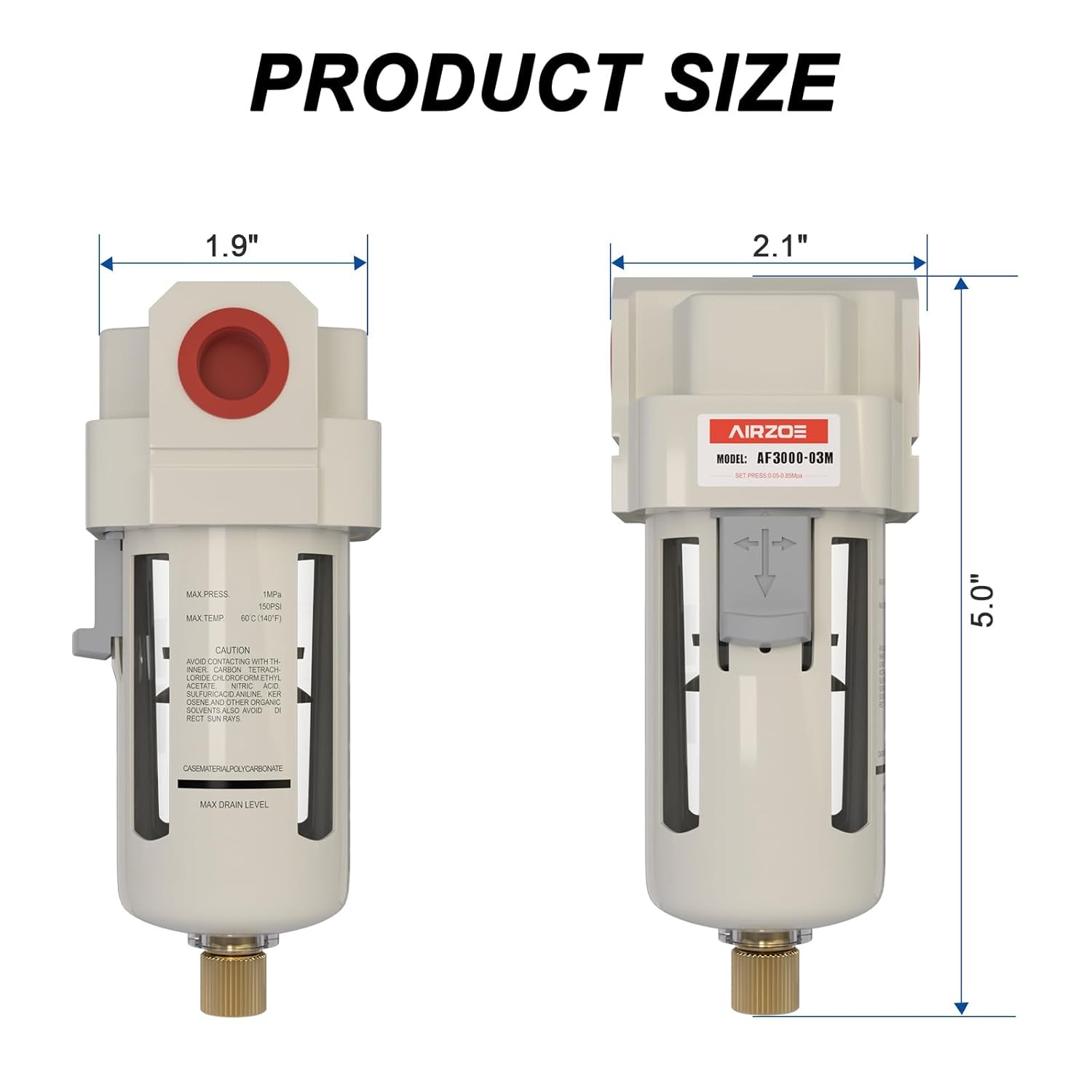 AIRZOE 3/8″ NPT Air Dryer for Compressor Water Separator Filter AF3000
