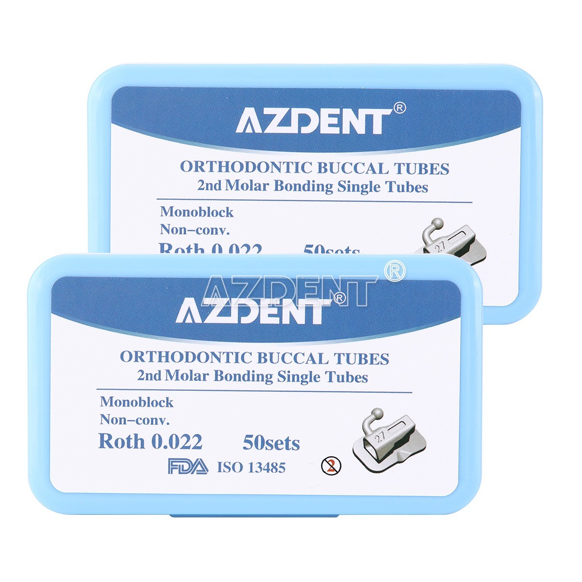 AZDENT 50set Dental Orthodontic 2nd Molar Buccal Tubes Roth/MBT 0.022 Bondable