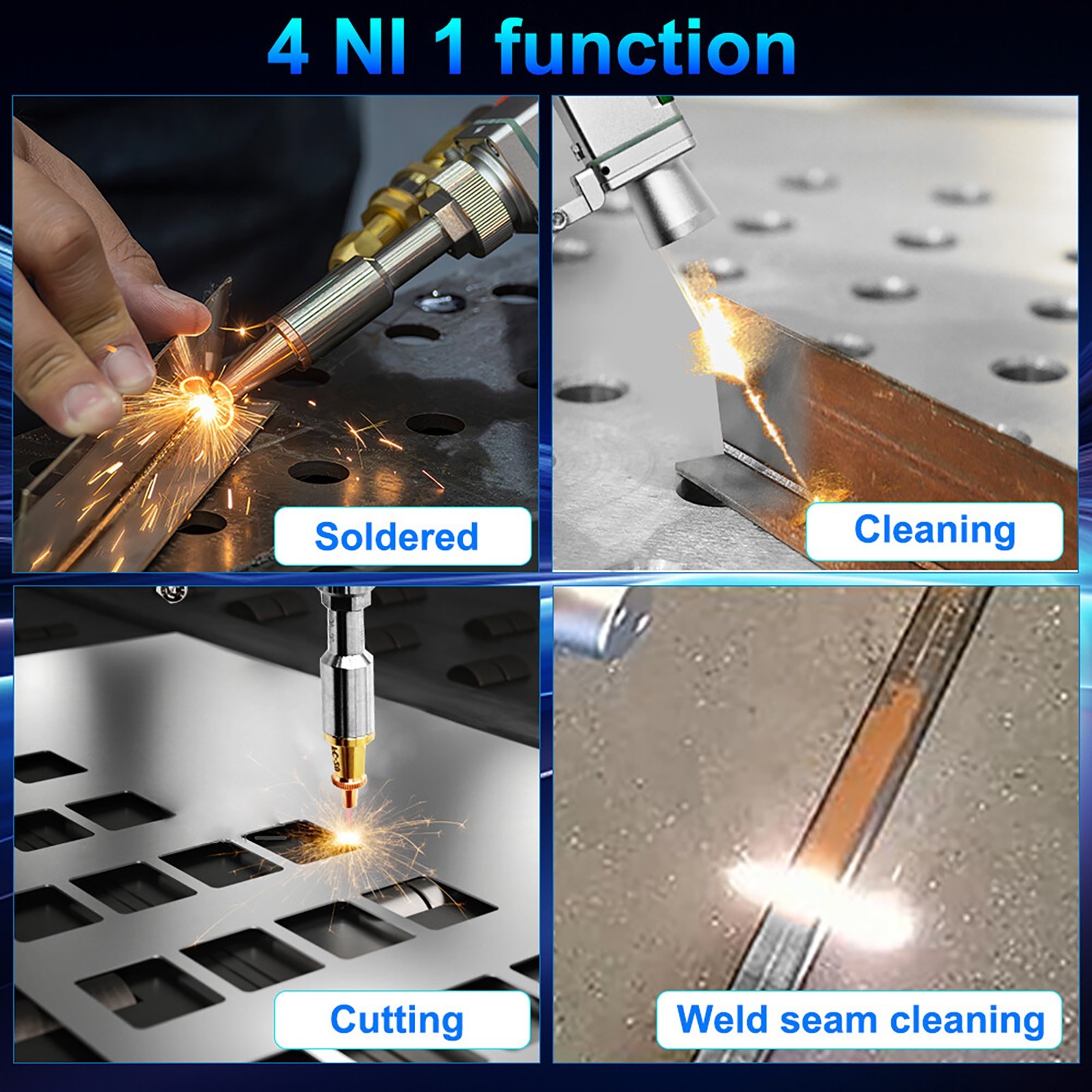 ?Raycus 3000W Handheld Fiber Laser Welder Cutting Cleaning Machine 4 IN1 Double