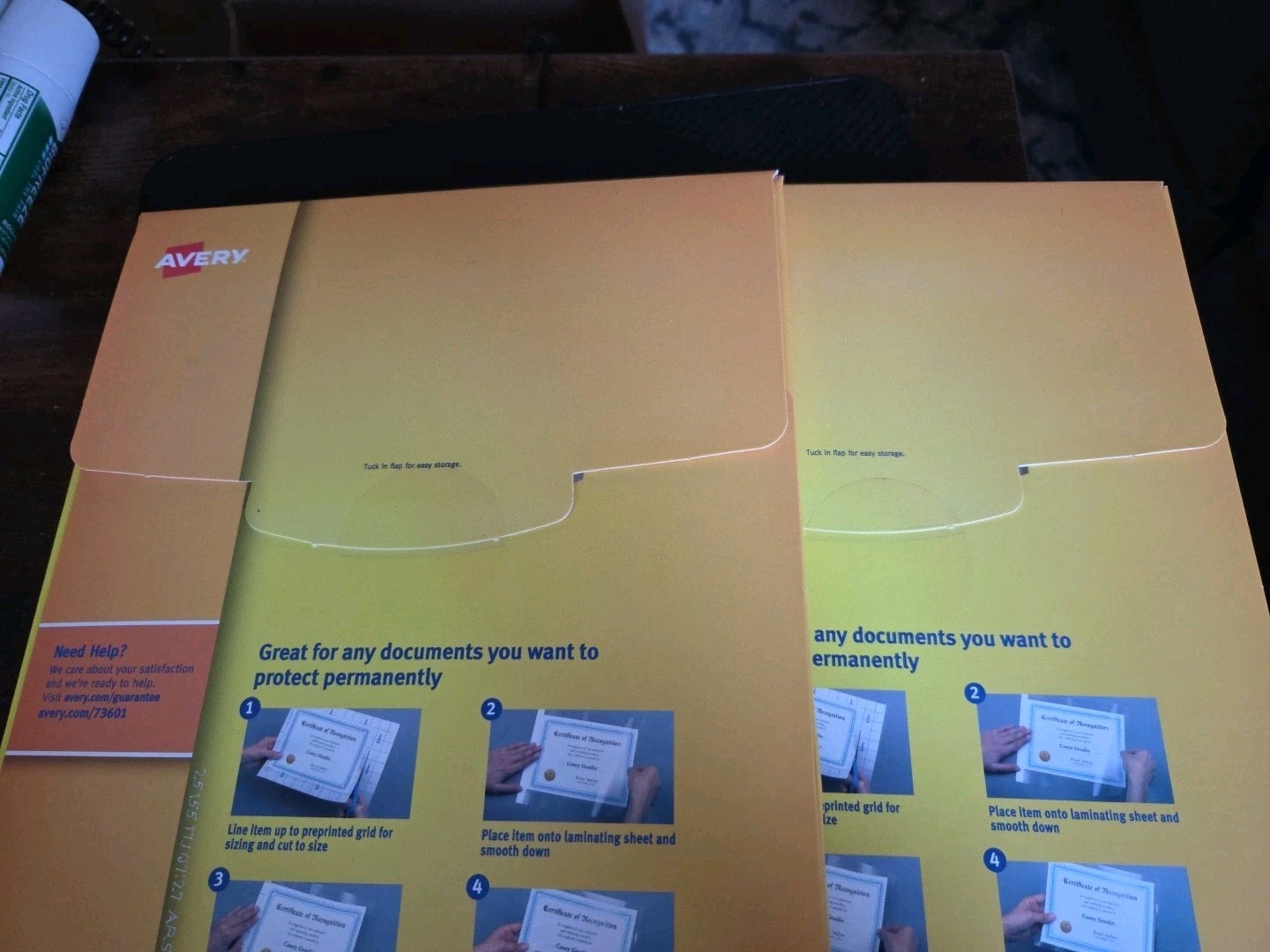 (2) Avery Clear Self Adhesive Quick Laminating Sheets 9″ x 12″ # 73601 = 100 ct.