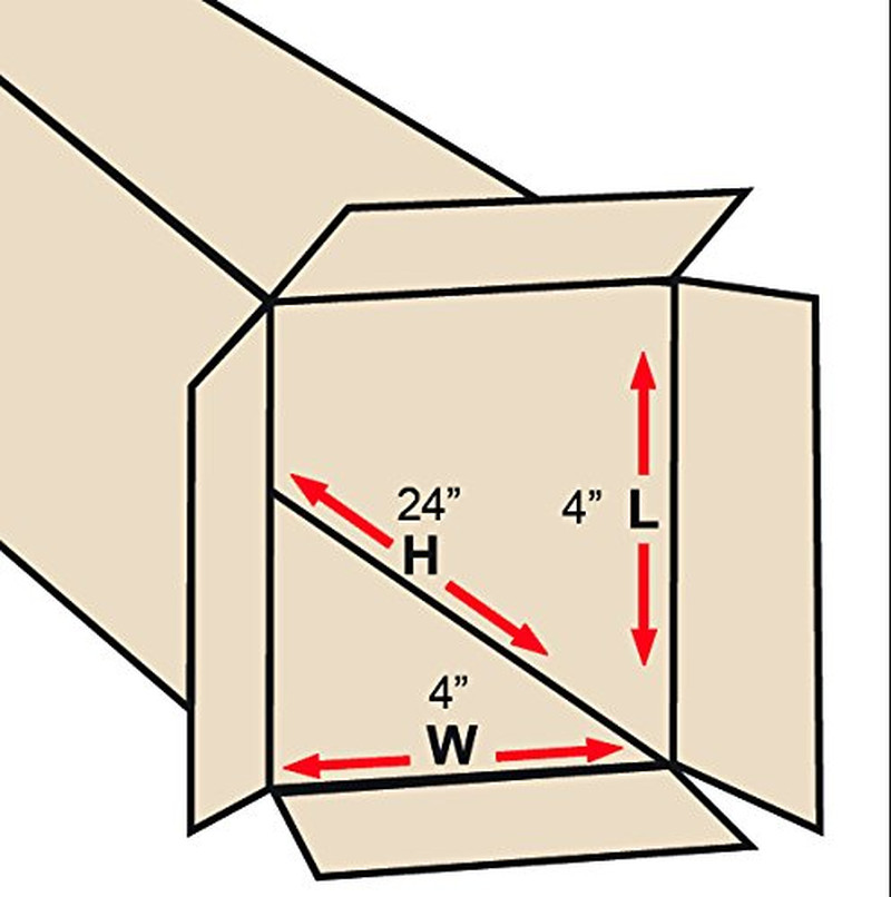 4X4X24 Tall Corrugated Boxes, Tall, 4L X 4W X 24H, Pack of 25 | Shipping, Packag