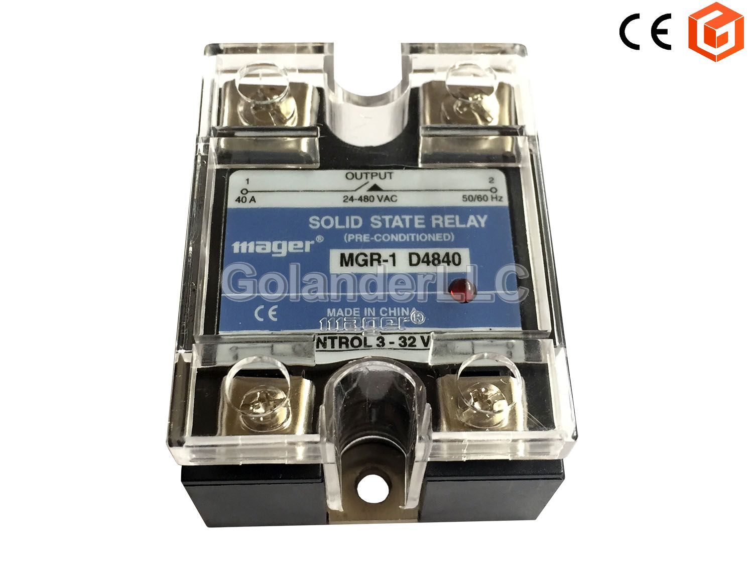 40A 3-32VDC to 24-480V AC Solid State Relay SSR + Clear Cover