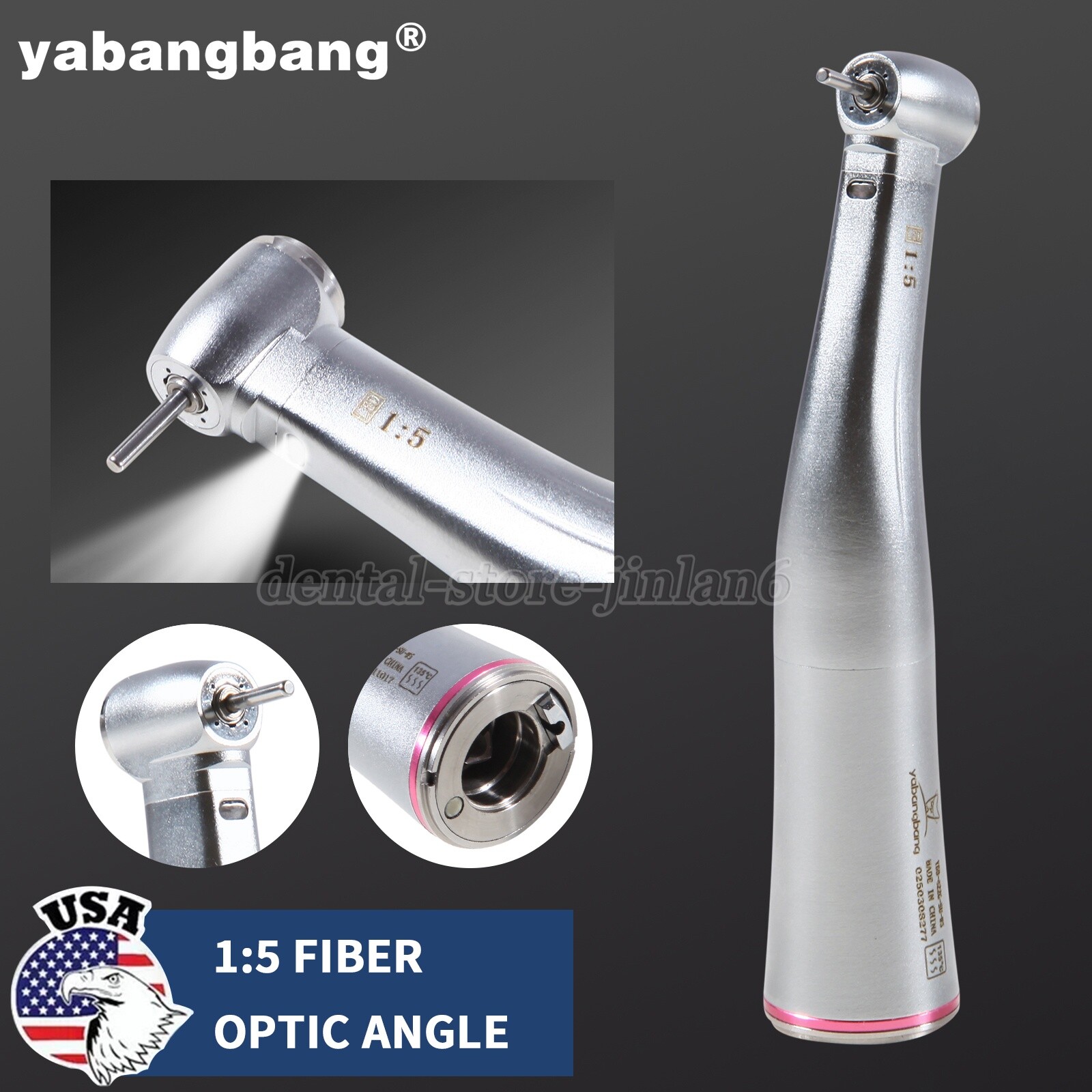 Dental 1:5 Increasing Contra Angle Optic LED Handpiece Fit for Electric Motor sk
