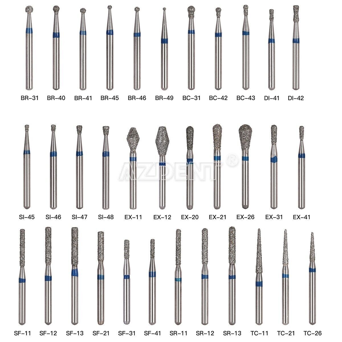 AZDENT Dental Diamond Burs Drills FG Burs for High Speed Handpiece