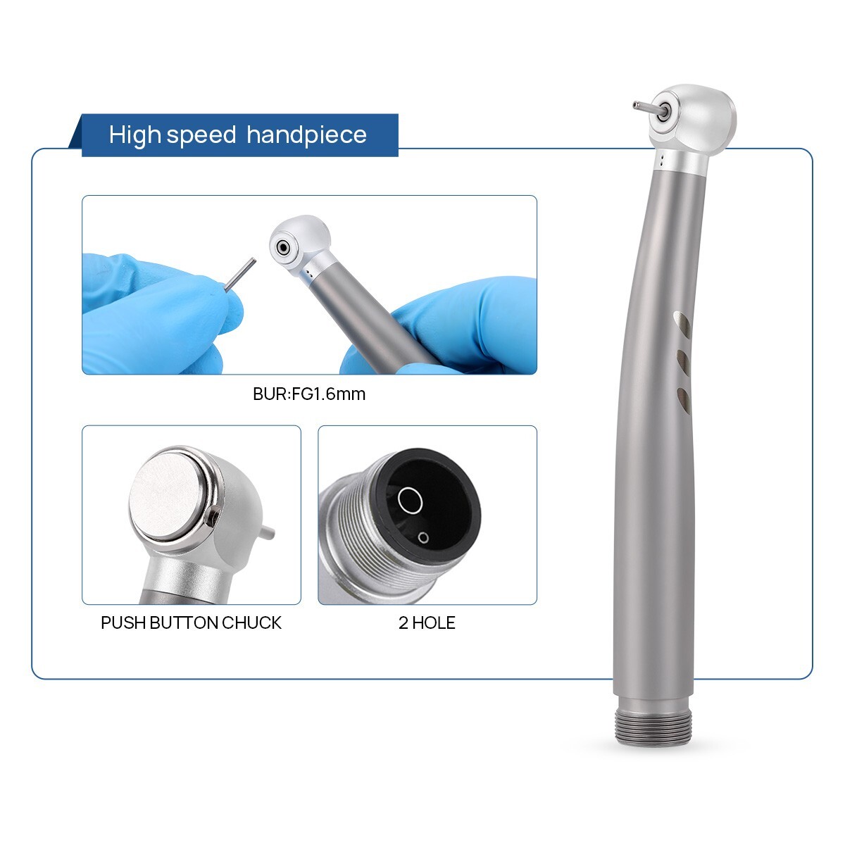 AZDENT Dental Ring LED E-generator High Speed&Low Speed Handpiece Kit 2 Hole USA