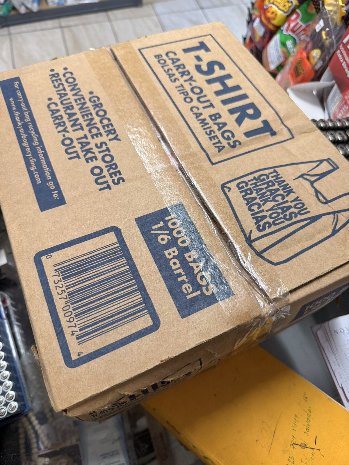 1000 T-Shirt Carry-Out Bags – 11.5″ x 6.5″ x 22″ NEW